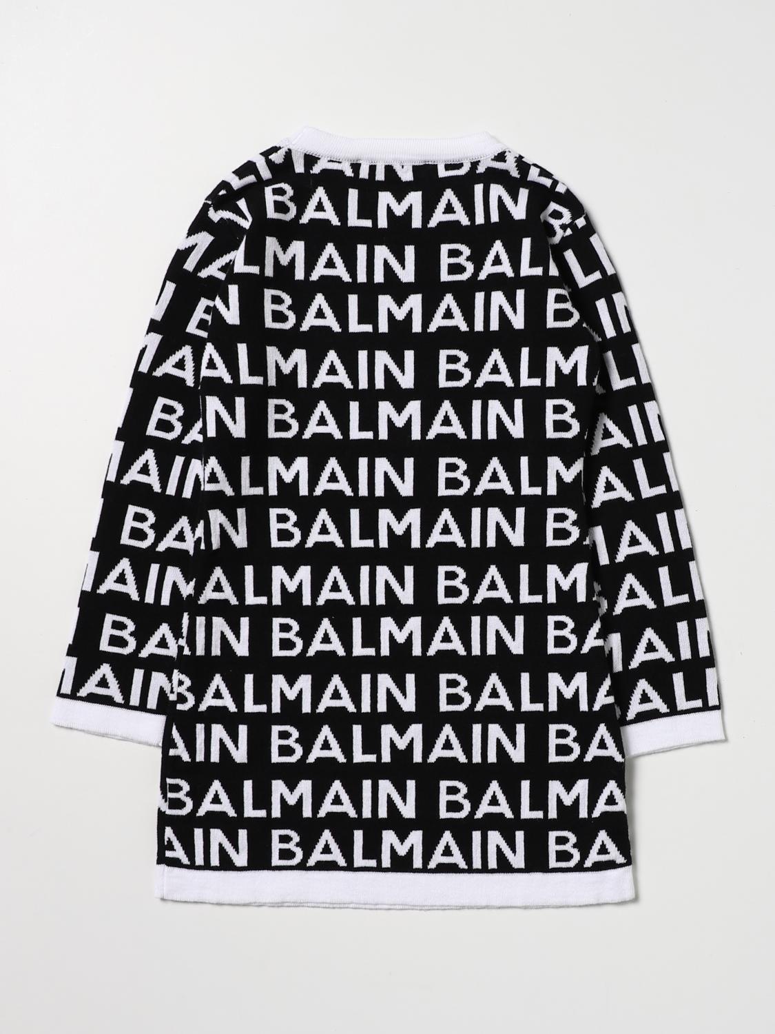 Balmain Outlet knit dress with logo allover Black Balmain dress