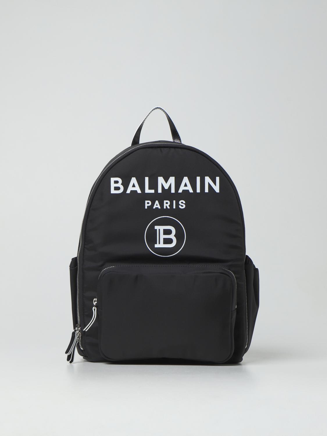 BALMAIN: Paris backpack with logo - Black | Balmain duffel bag ...