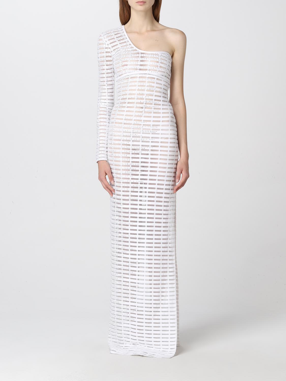 GENNY: Abito lungo a monospalla - Bianco | Maglia Genny 73AJF8CMCMC05  GIGLIO.COM