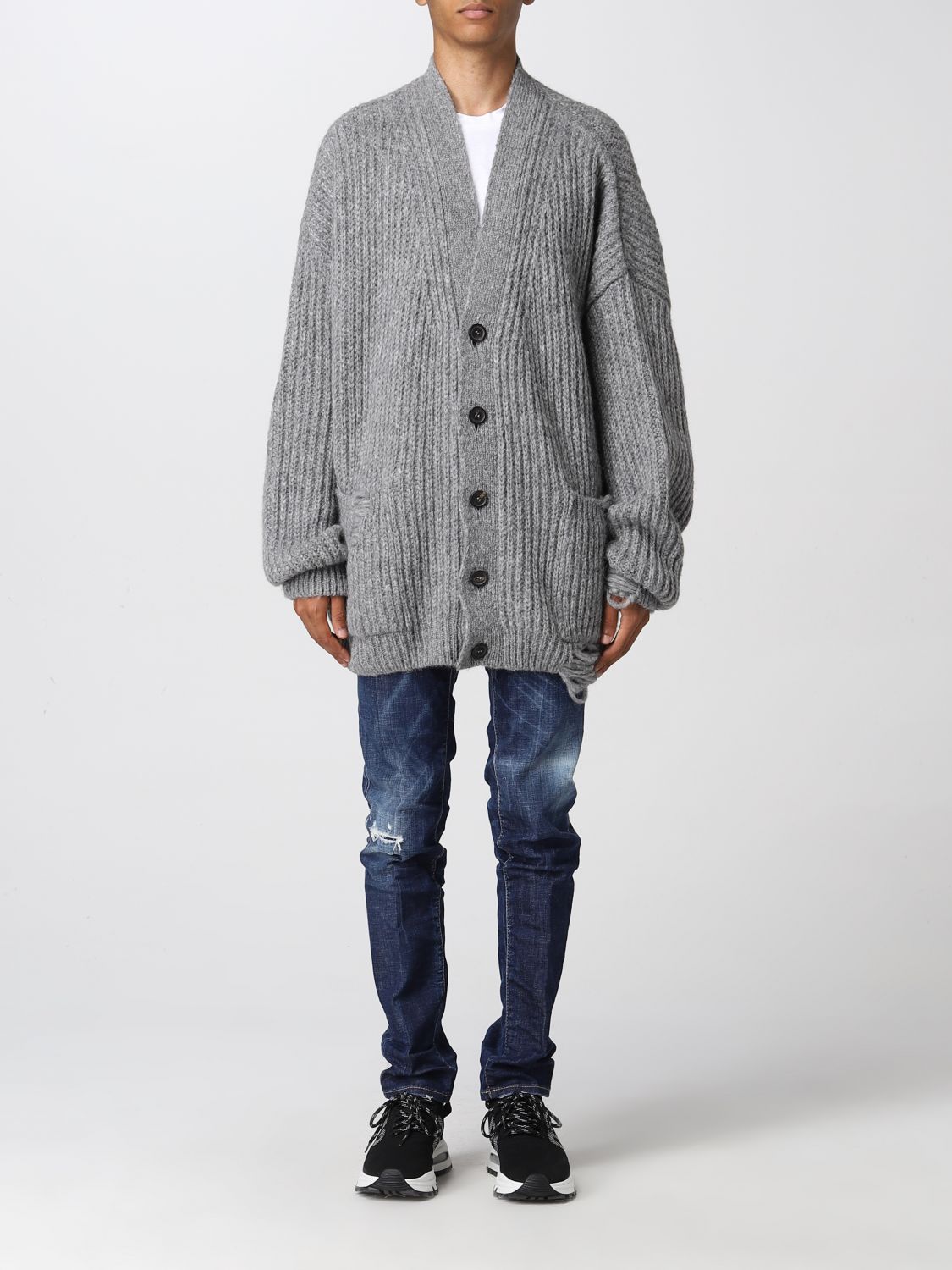 Cardigan Dsquared2: Maxi Dsquared2 cardigan in ribbed knit grey 1