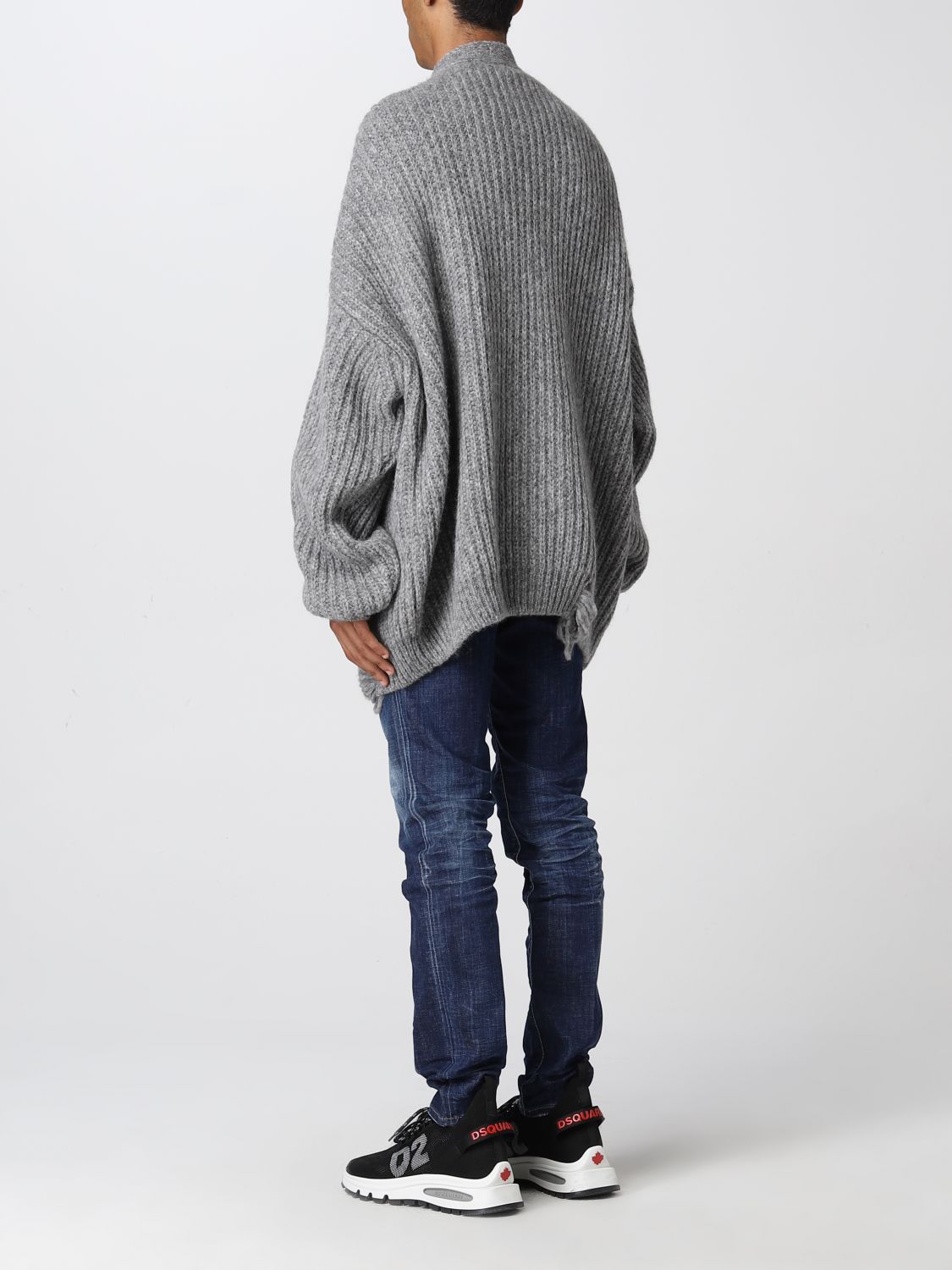 Cardigan Dsquared2: Maxi Dsquared2 cardigan in ribbed knit grey 2