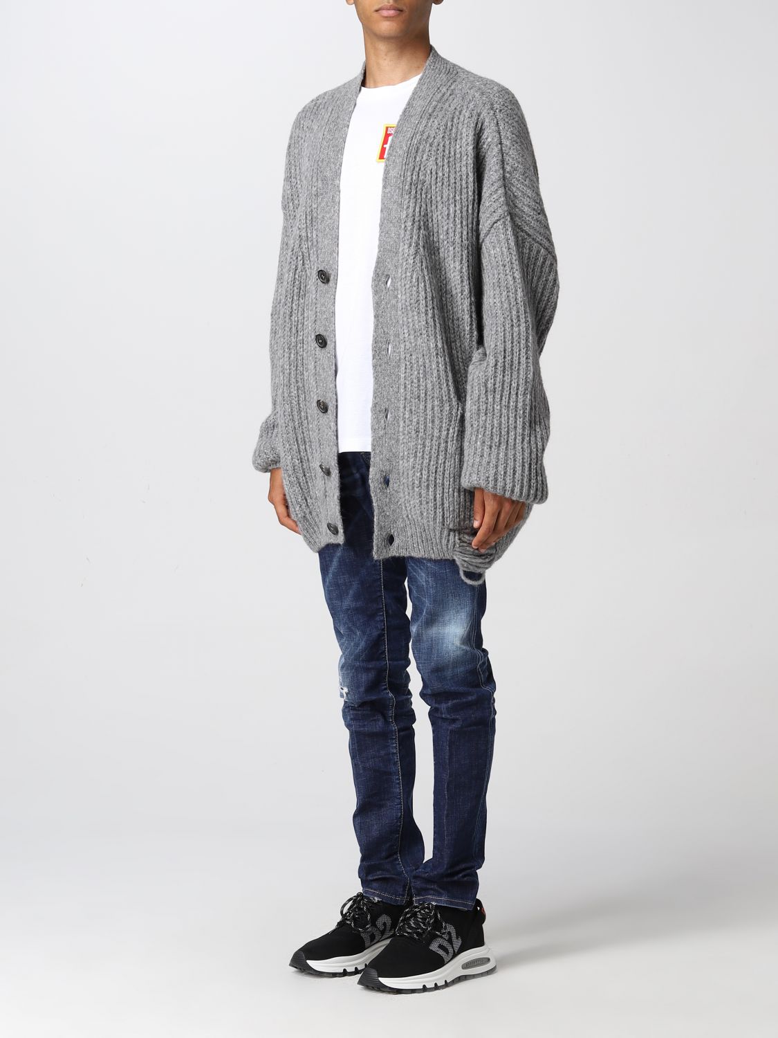 Cardigan Dsquared2: Maxi Dsquared2 cardigan in ribbed knit grey 3