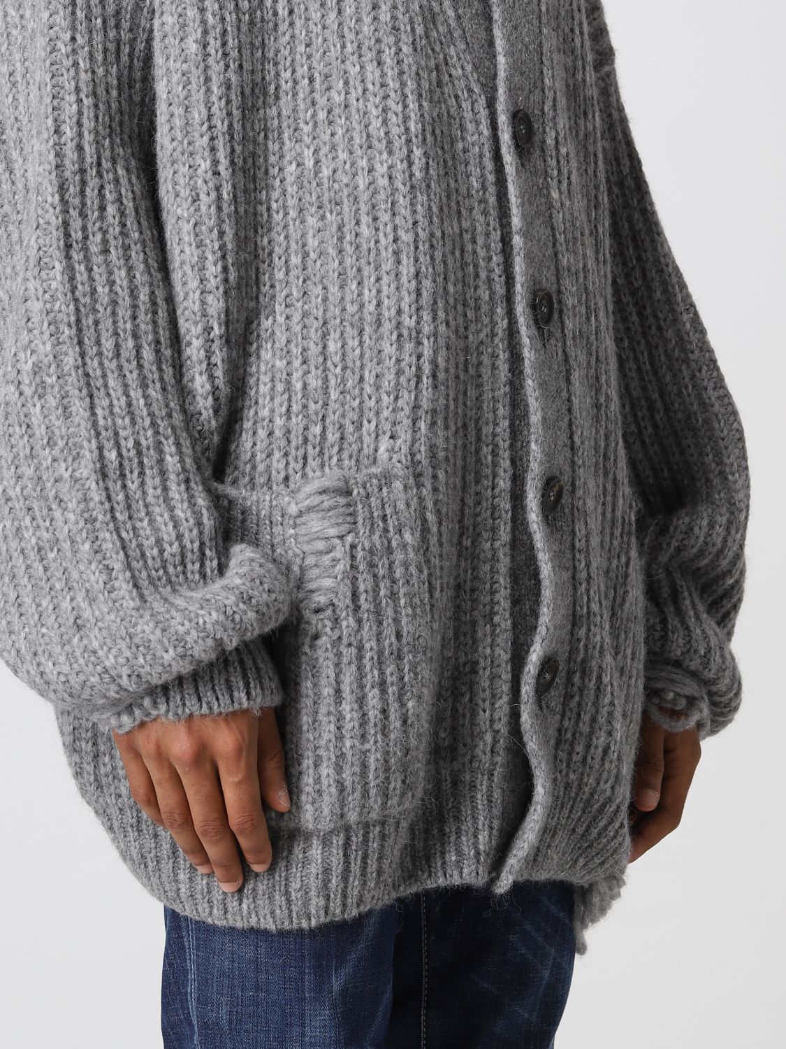 Cardigan Dsquared2: Maxi Dsquared2 cardigan in ribbed knit grey 4