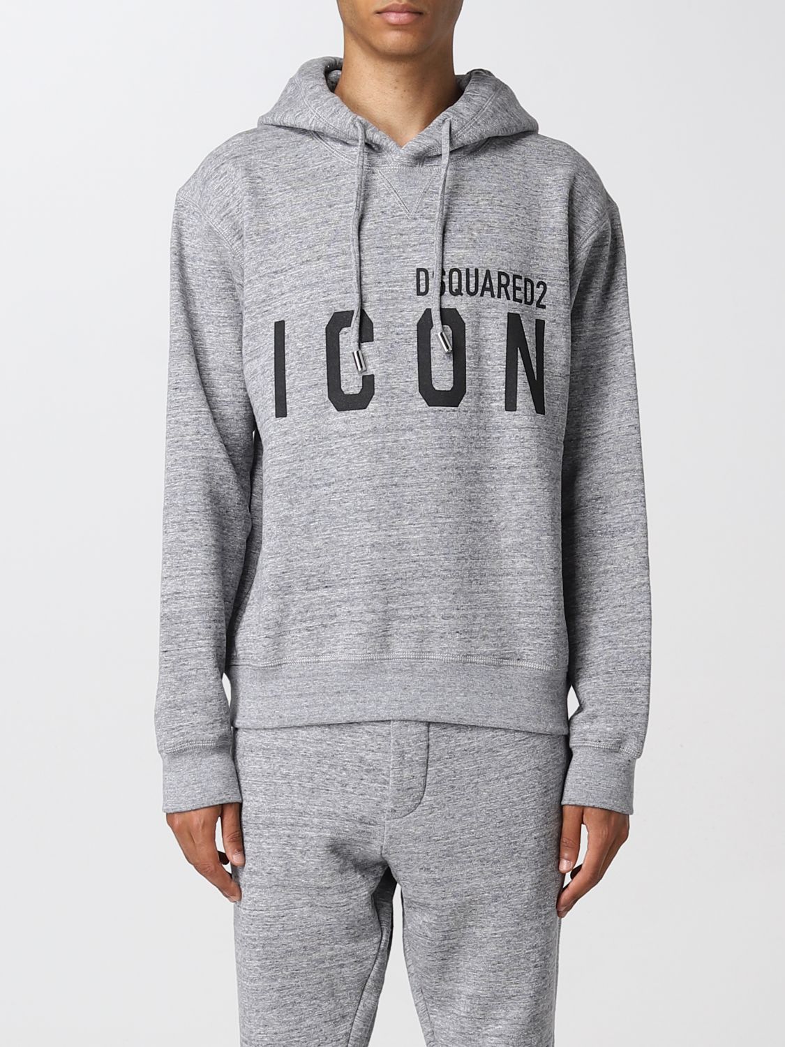 DSQUARED2: Icon cotton sweatshirt - Grey | Dsquared2 sweatshirt ...