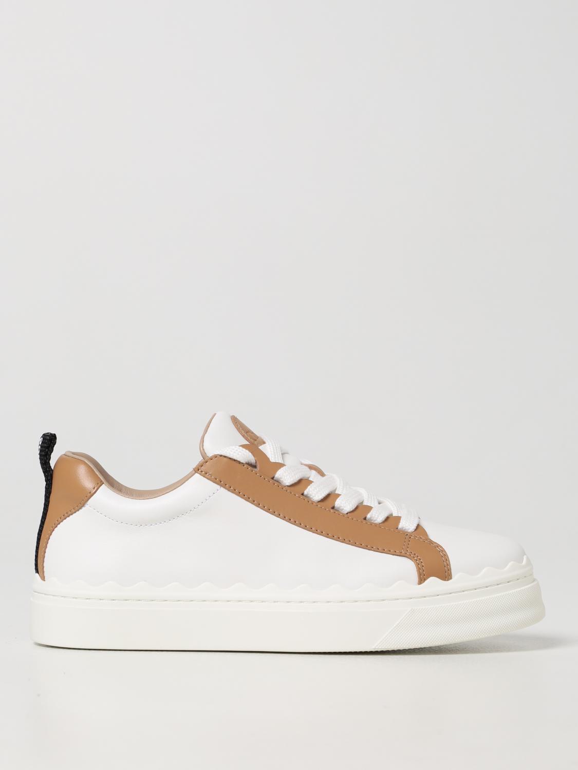 CHLOÉ: Chloé leather sneakers - Beige | Chloé sneakers C19S10842 online ...