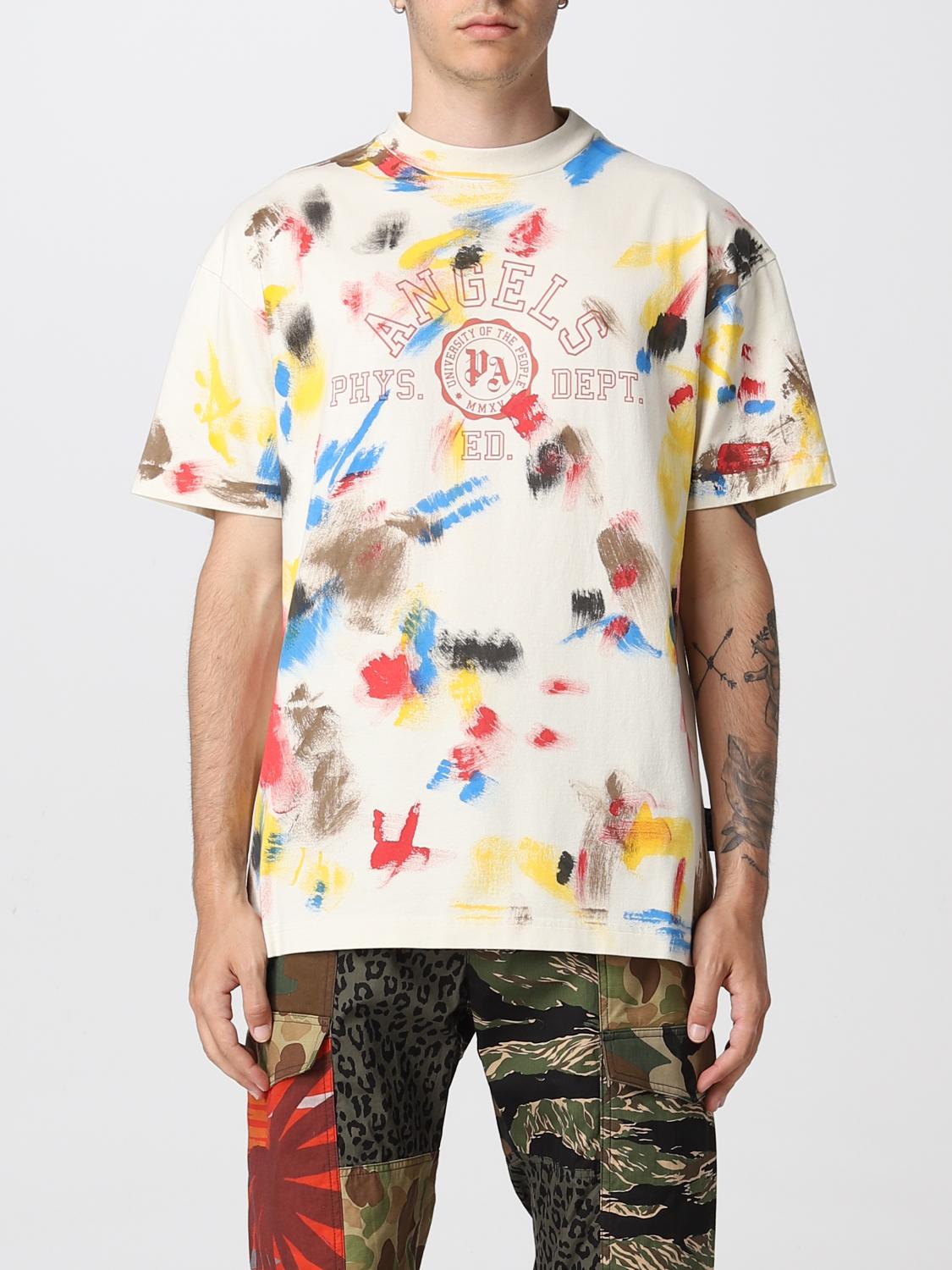 PALM ANGELS: T-shirt with paint effect - White | Palm Angels t-shirt ...