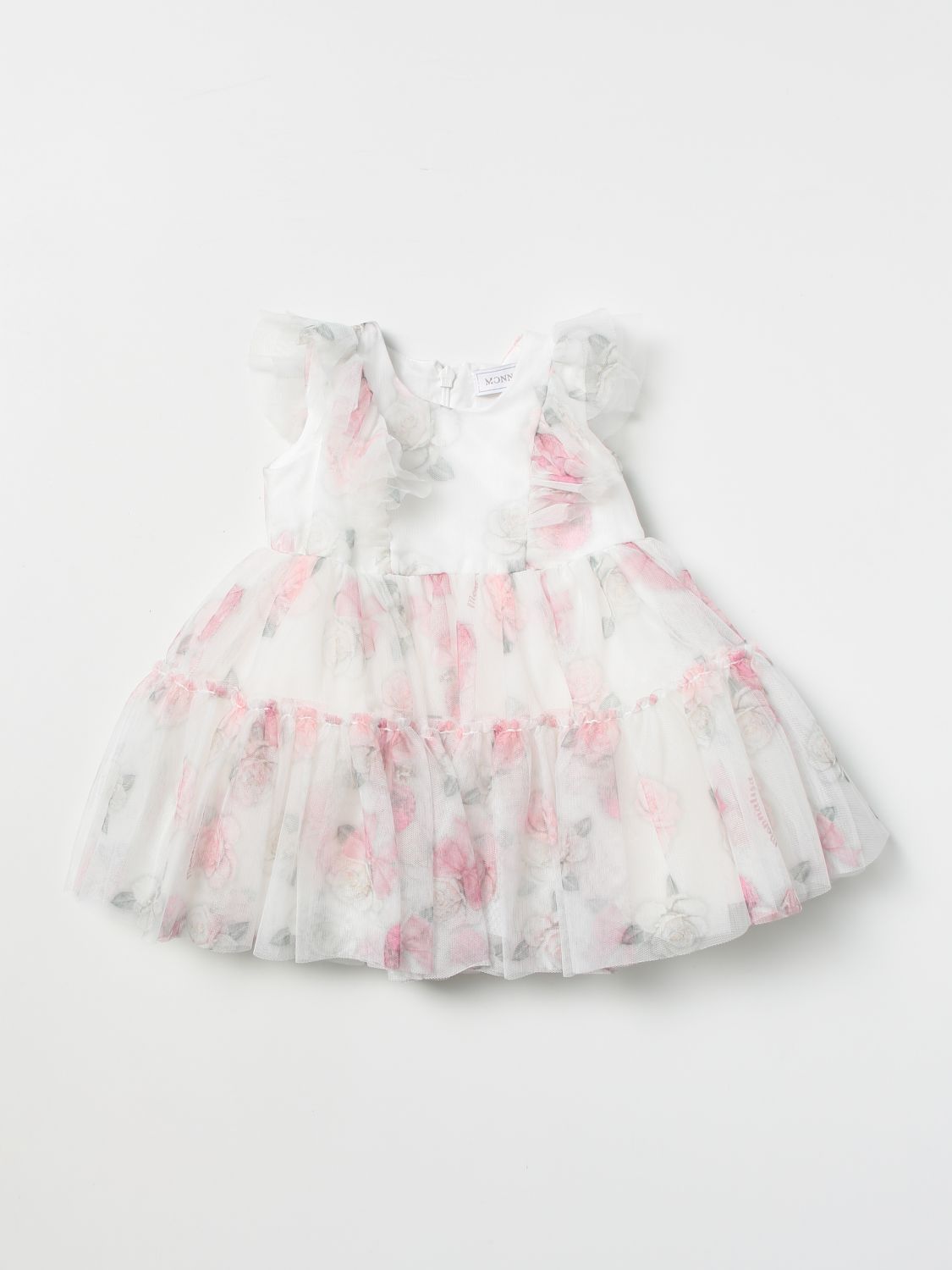 Monnalisa Babies' Mini Dress With Floral Pattern In Yellow Cream