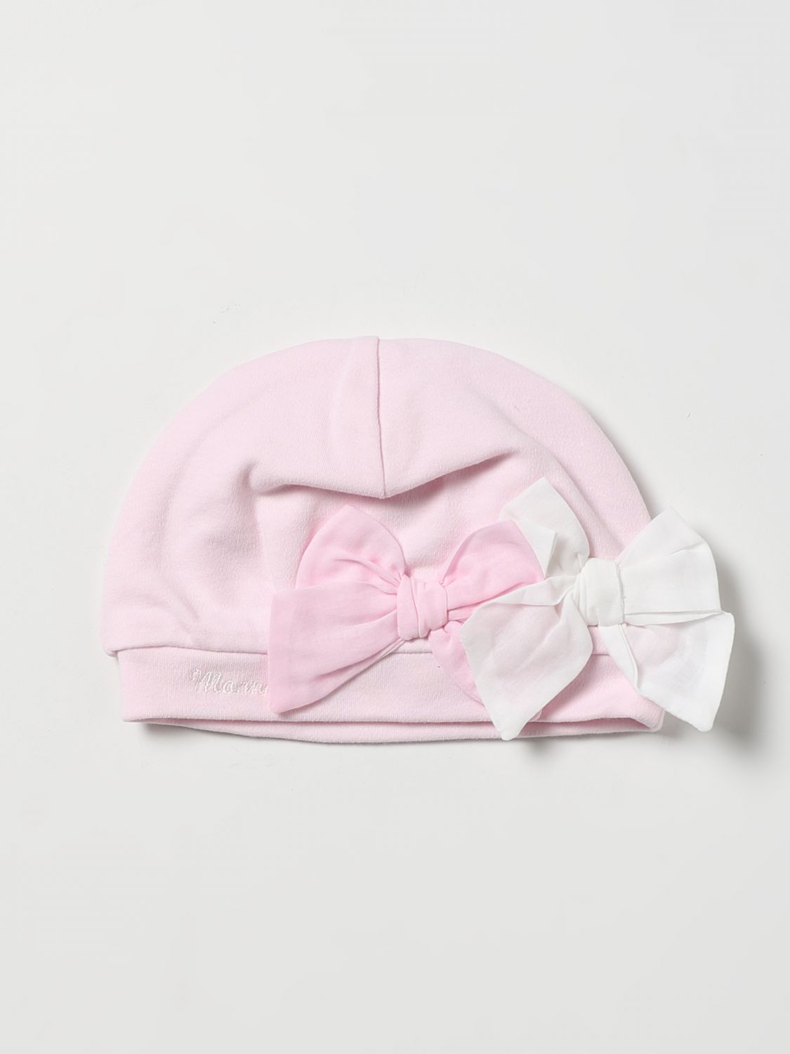 Cappello neonato Monnalisa: Cuffia Monnalisa con fiocchi rosa 1