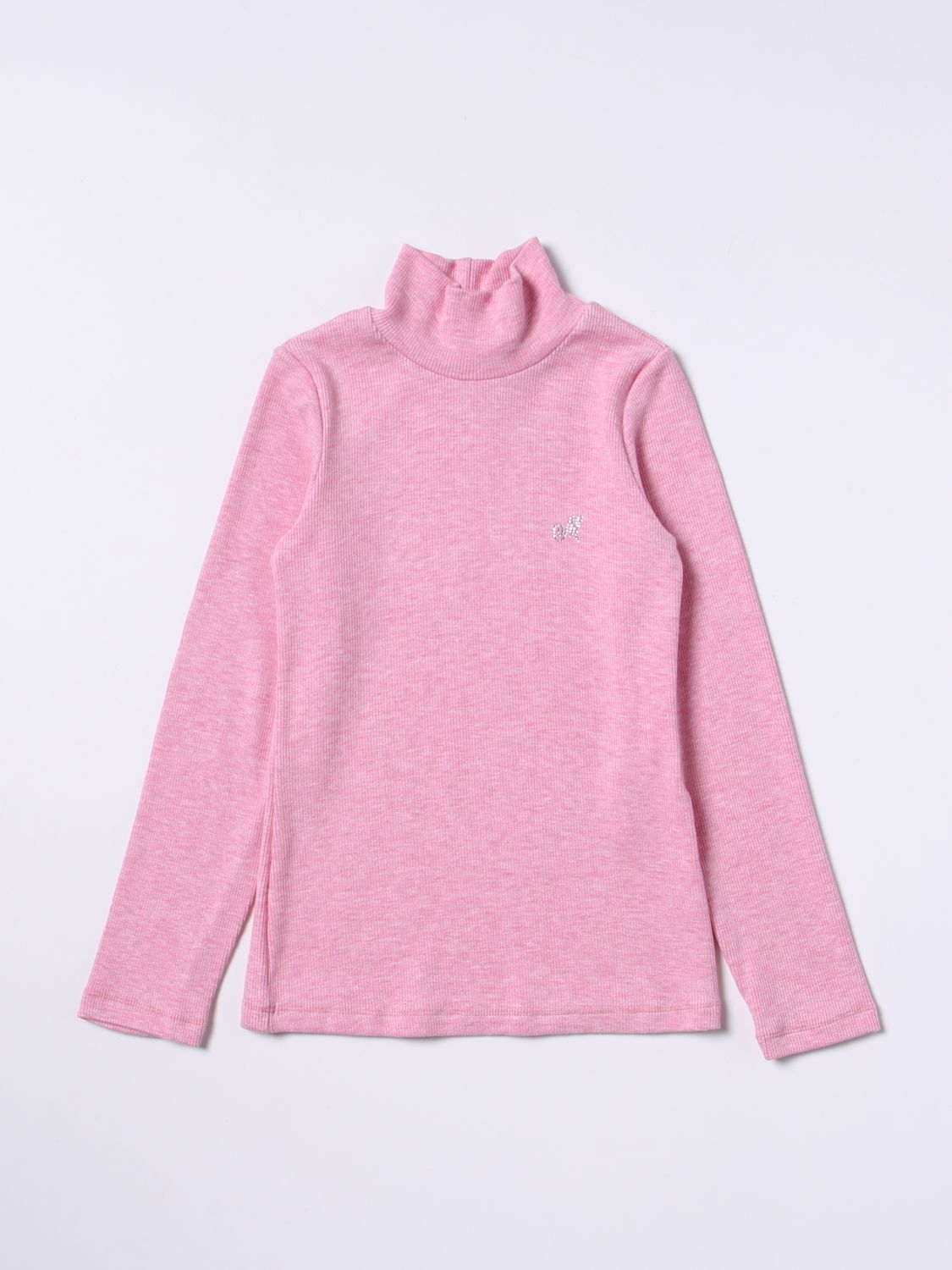Monnalisa Cotton Sweater In Pink