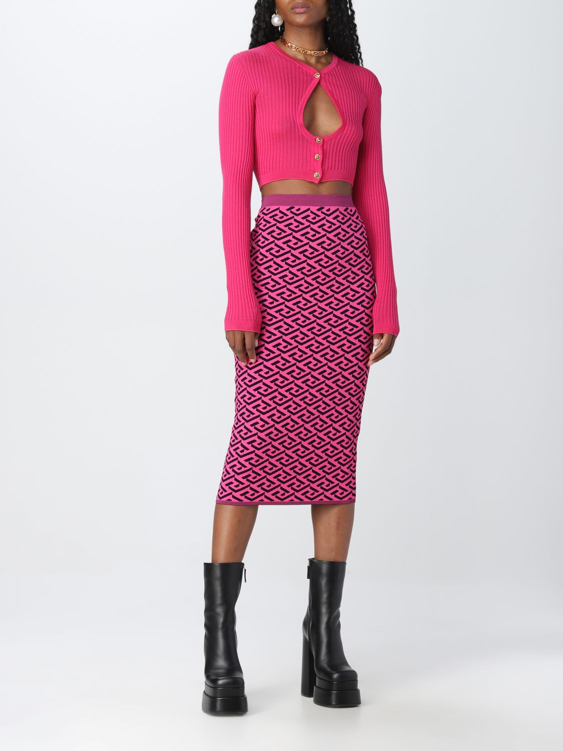 半身裙 Versace: Versace半身裙女士 紫红色 2