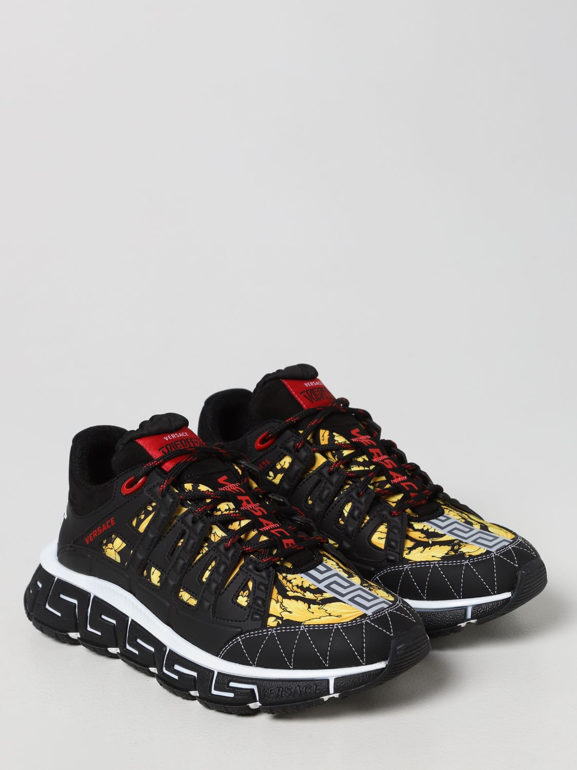 VERSACE: Trigreca trainers with Baroque pattern - Black | Trainers ...