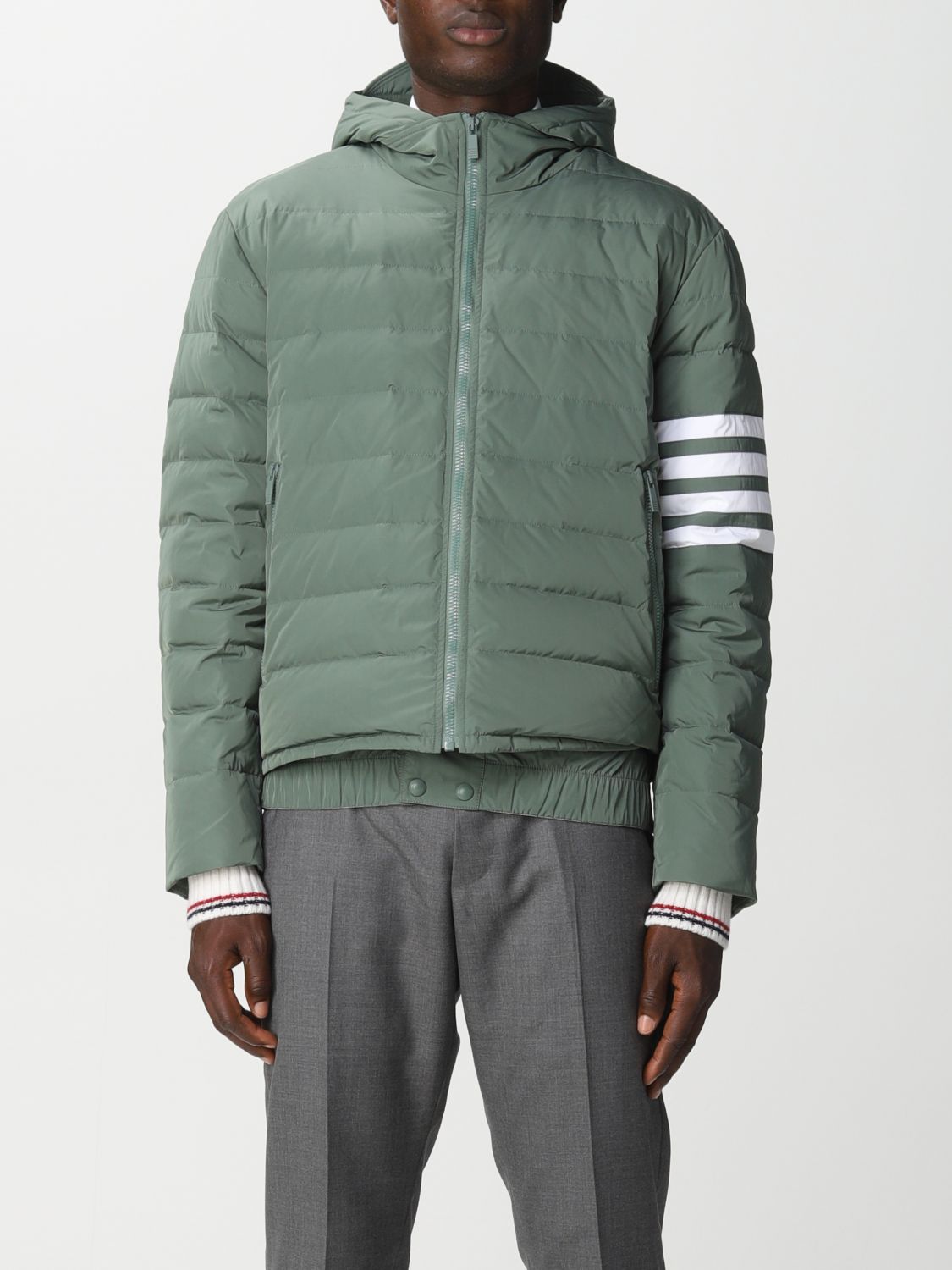 Jacket Thom Browne: Thom Browne 4-bar nylon down jacket green 1
