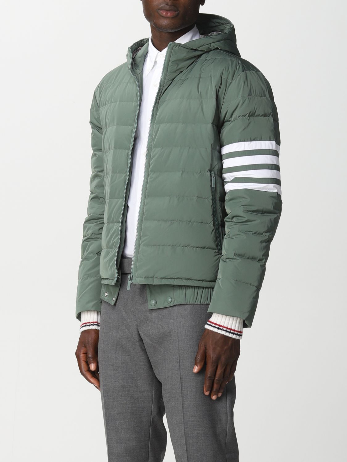 Jacket Thom Browne: Thom Browne 4-bar nylon down jacket green 4