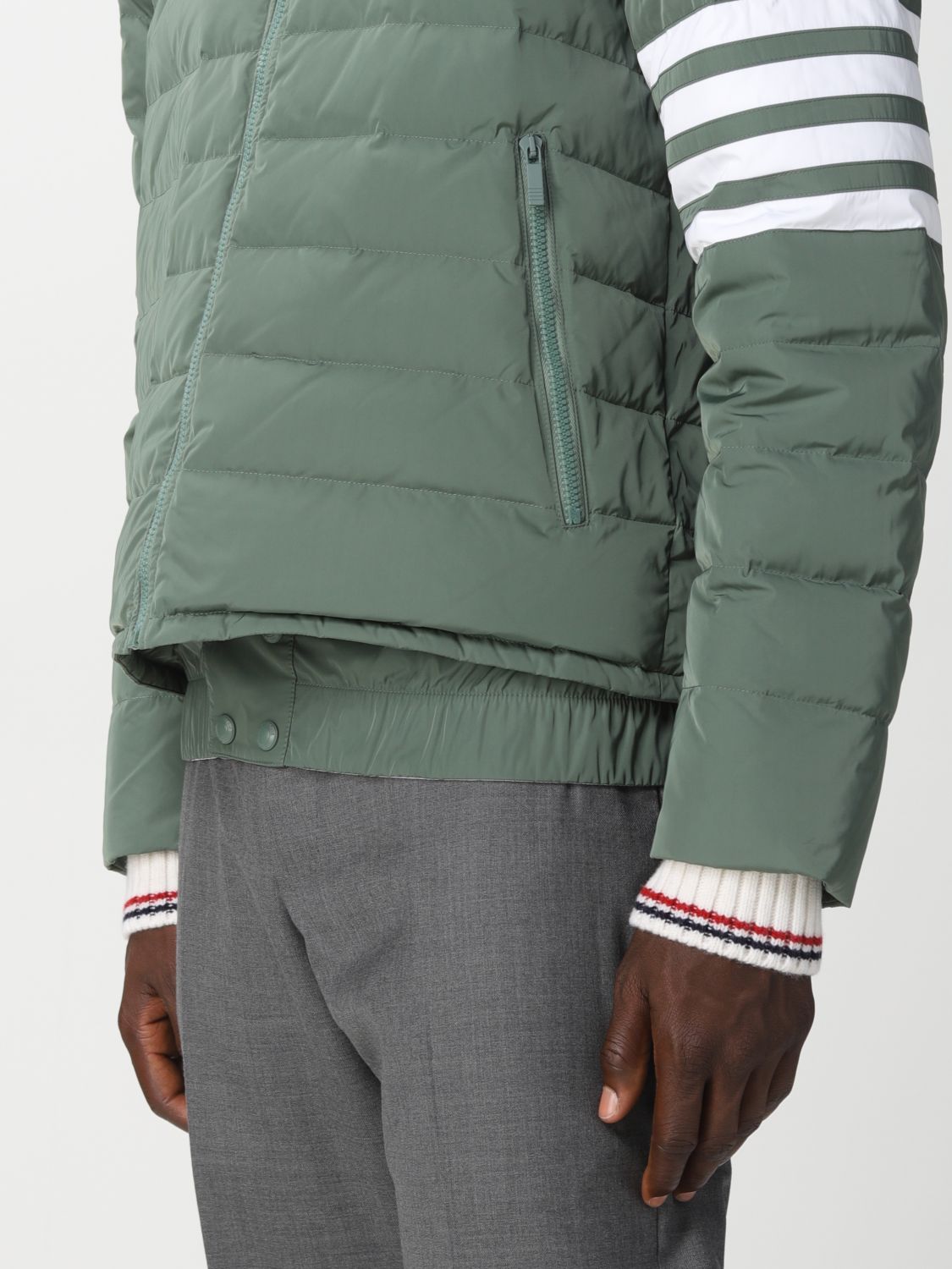 Jacket Thom Browne: Thom Browne 4-bar nylon down jacket green 5