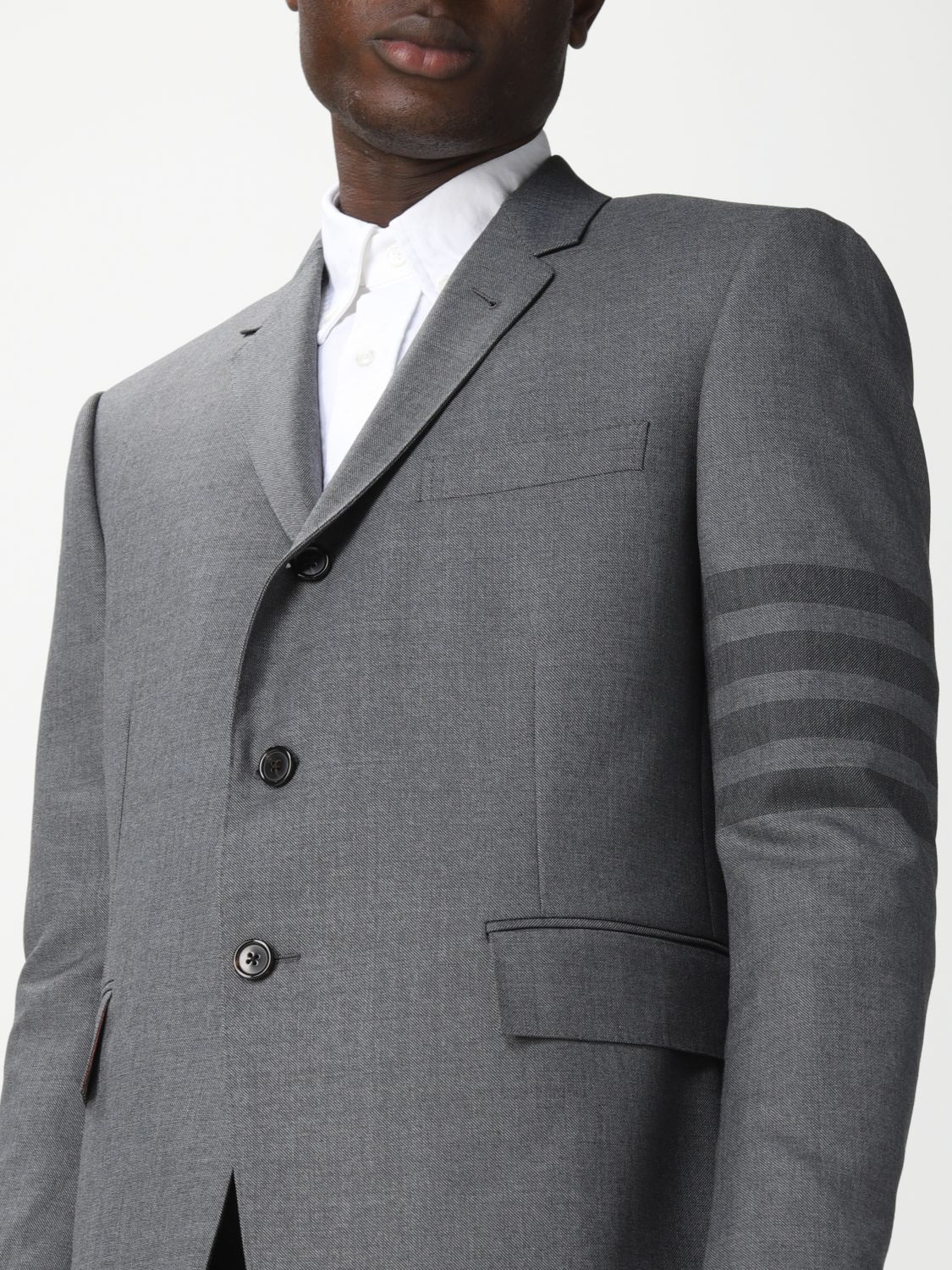 Blazer Thom Browne: Thom Browne single-breasted jacket in wool blend grey 5