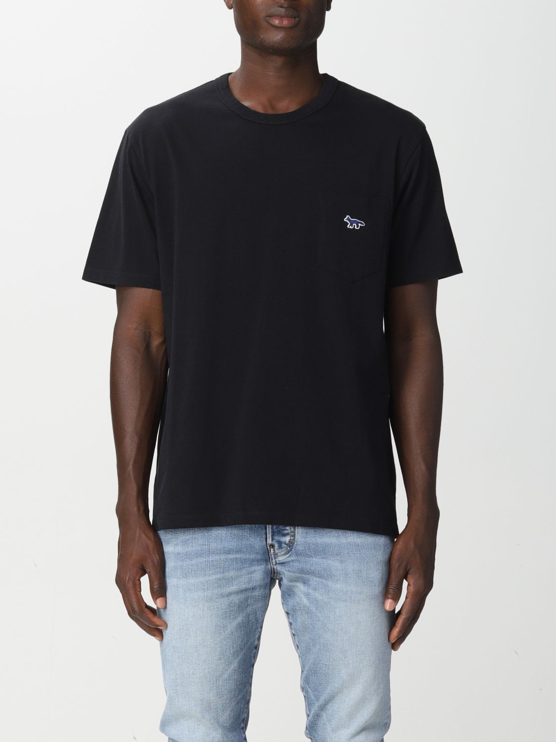 MAISON KITSUNÉ: T-shirt with mini logo - Black | Maison Kitsuné t-shirt ...