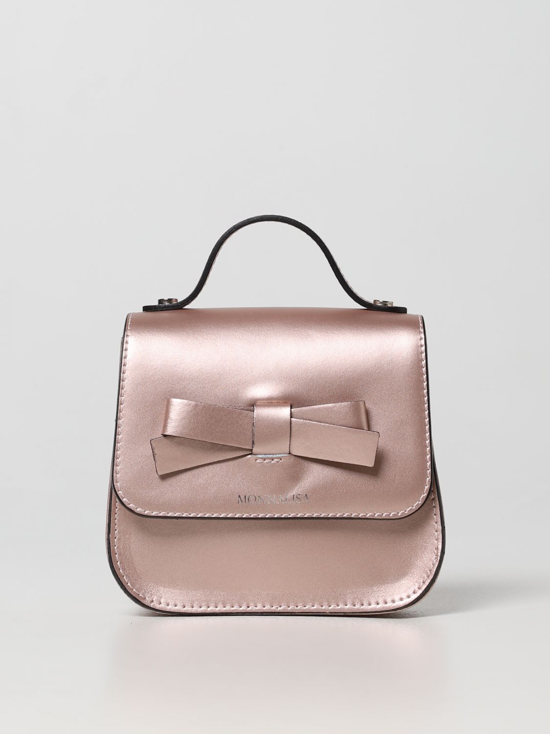Monnalisa Bag In Laminated Leather In Copper Red