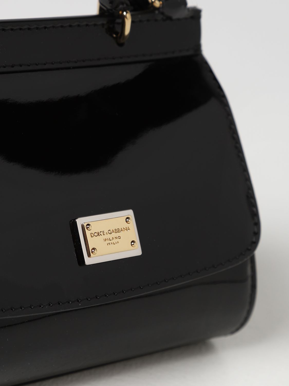 Tasche Dolce & Gabbana: Dolce & Gabbana Sicily Tasche aus Lackleder schwarz 3