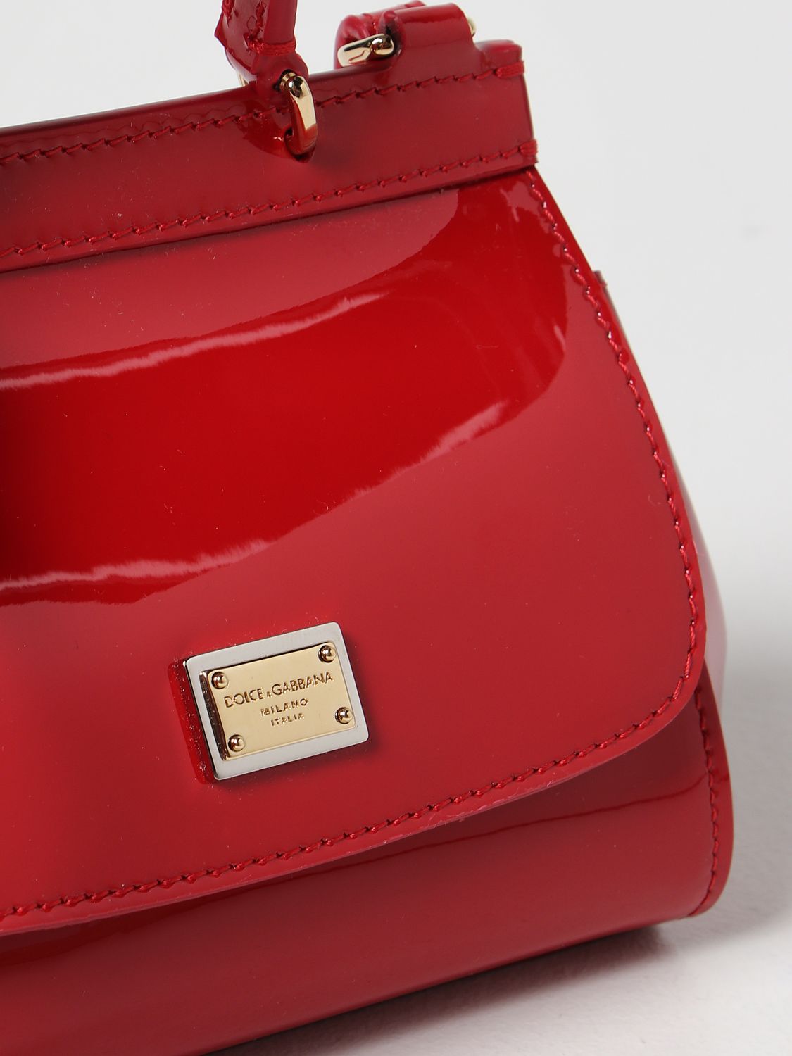 DOLCE & GABBANA: Sicily bag in patent leather - Milk  Dolce & Gabbana  clutch EB0003A1067 online at