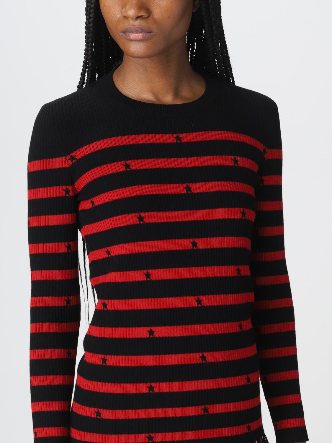 TRIPP NYC - OPEN STRIPE SWEATER PINK/RED