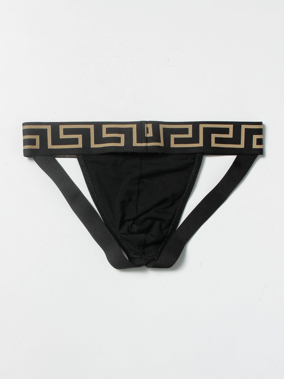 Underwear Versace: Versace jockstrap with Medusa pattern black 2