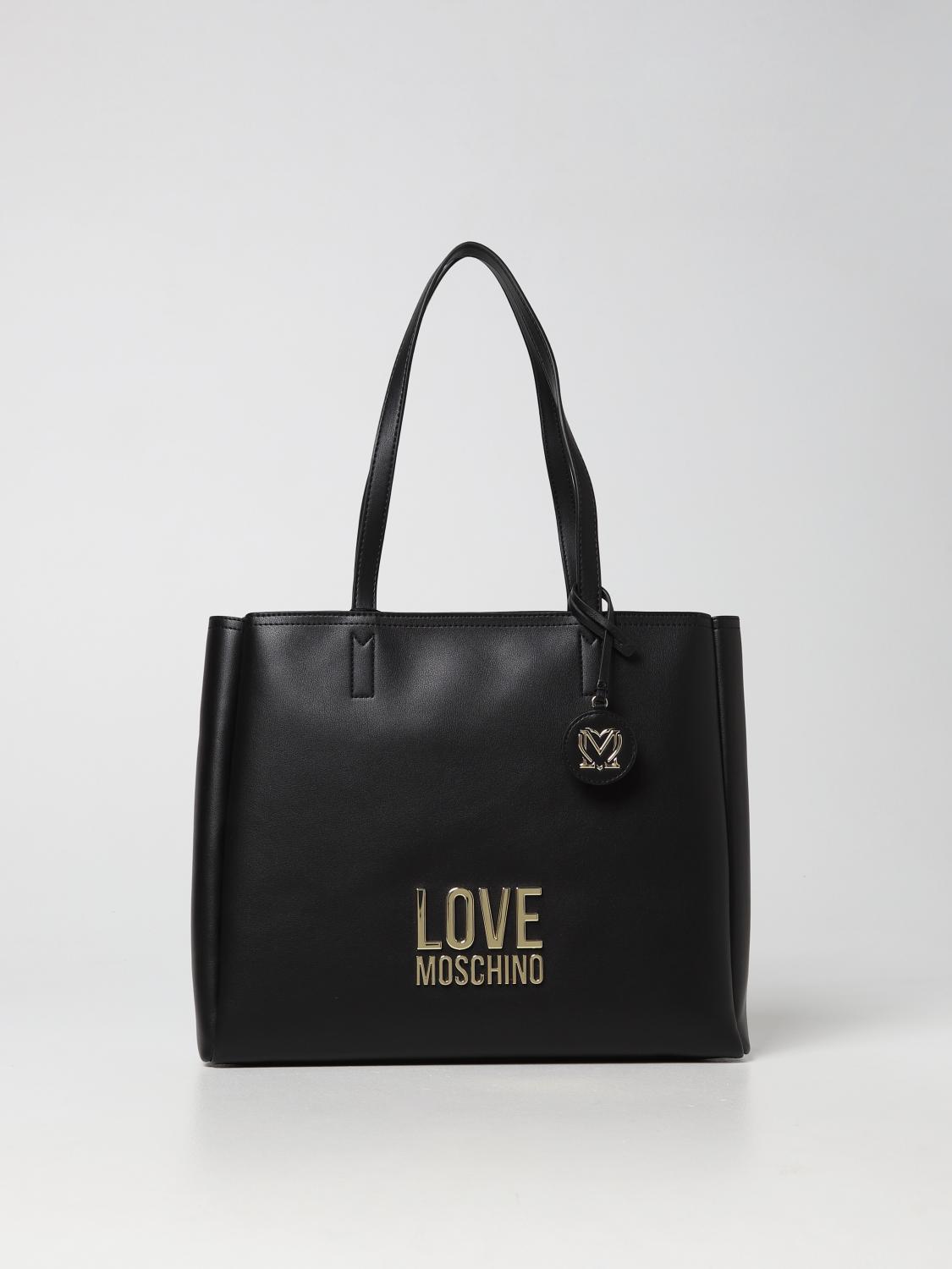 LOVE MOSCHINO bag in synthetic leather with logo Black Tote Bags