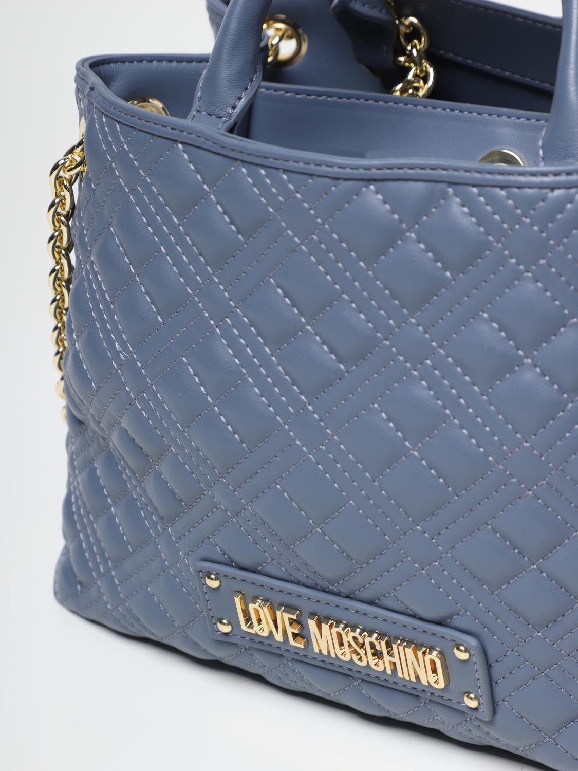 LOVE MOSCHINO bag in synthetic leather with logo Denim Tote Bags