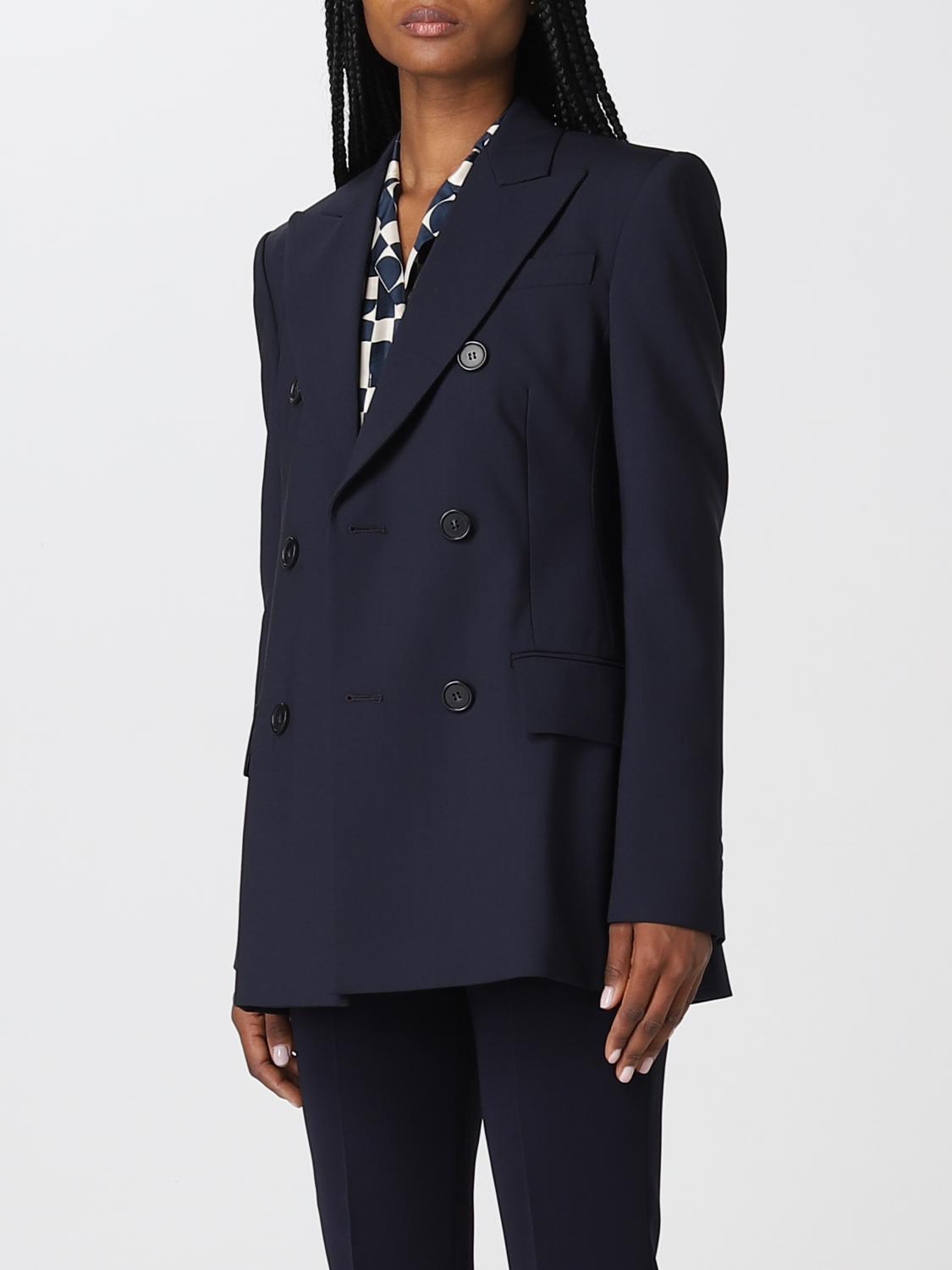 navy blue double breasted blazer women