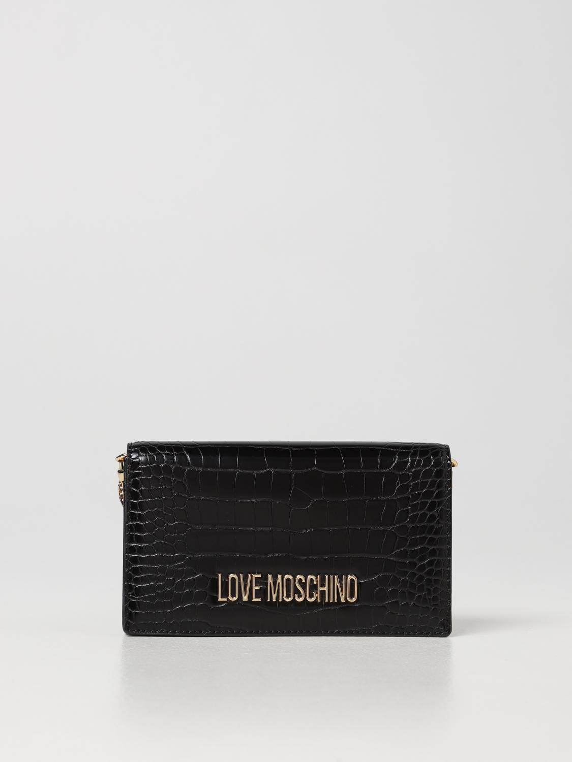 LOVE MOSCHINO bag in synthetic leather with crocodile print Black