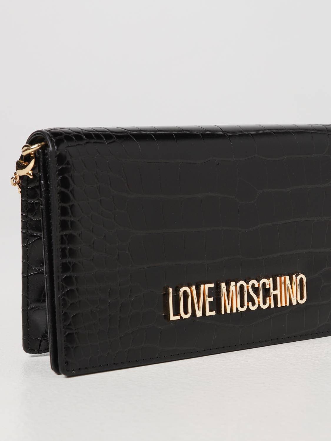 LOVE MOSCHINO bag in synthetic leather with crocodile print Black