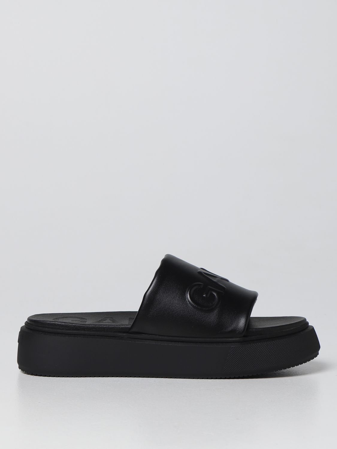 GANNI: sandal in synthetic leather - Black | Flat Sandals Ganni S1817 ...