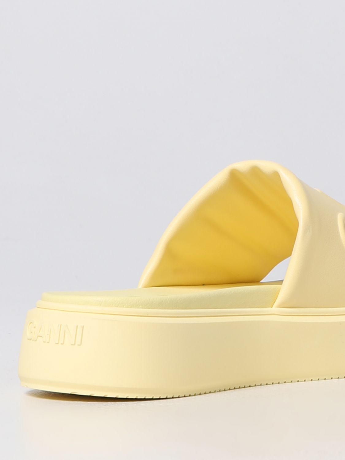 Flat sandals Ganni: Ganni sandal in synthetic leather yellow 3