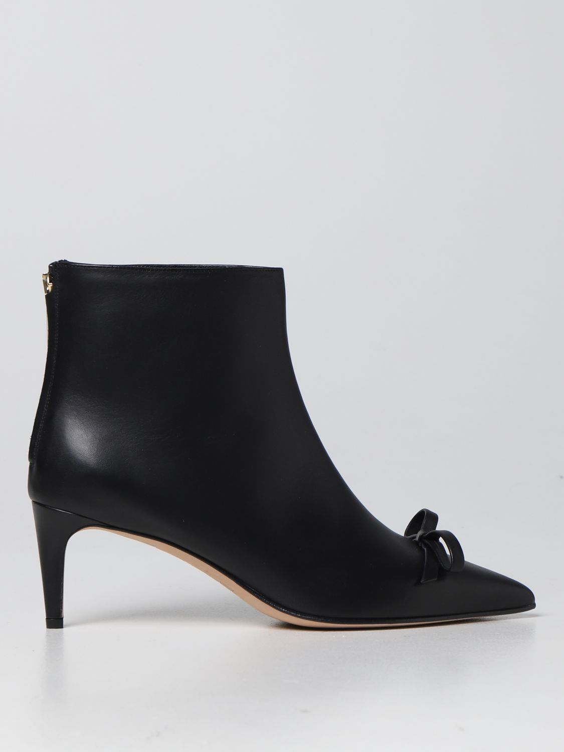 Heeled booties Red(V): Red (V) ankle boots in smooth leather black 1
