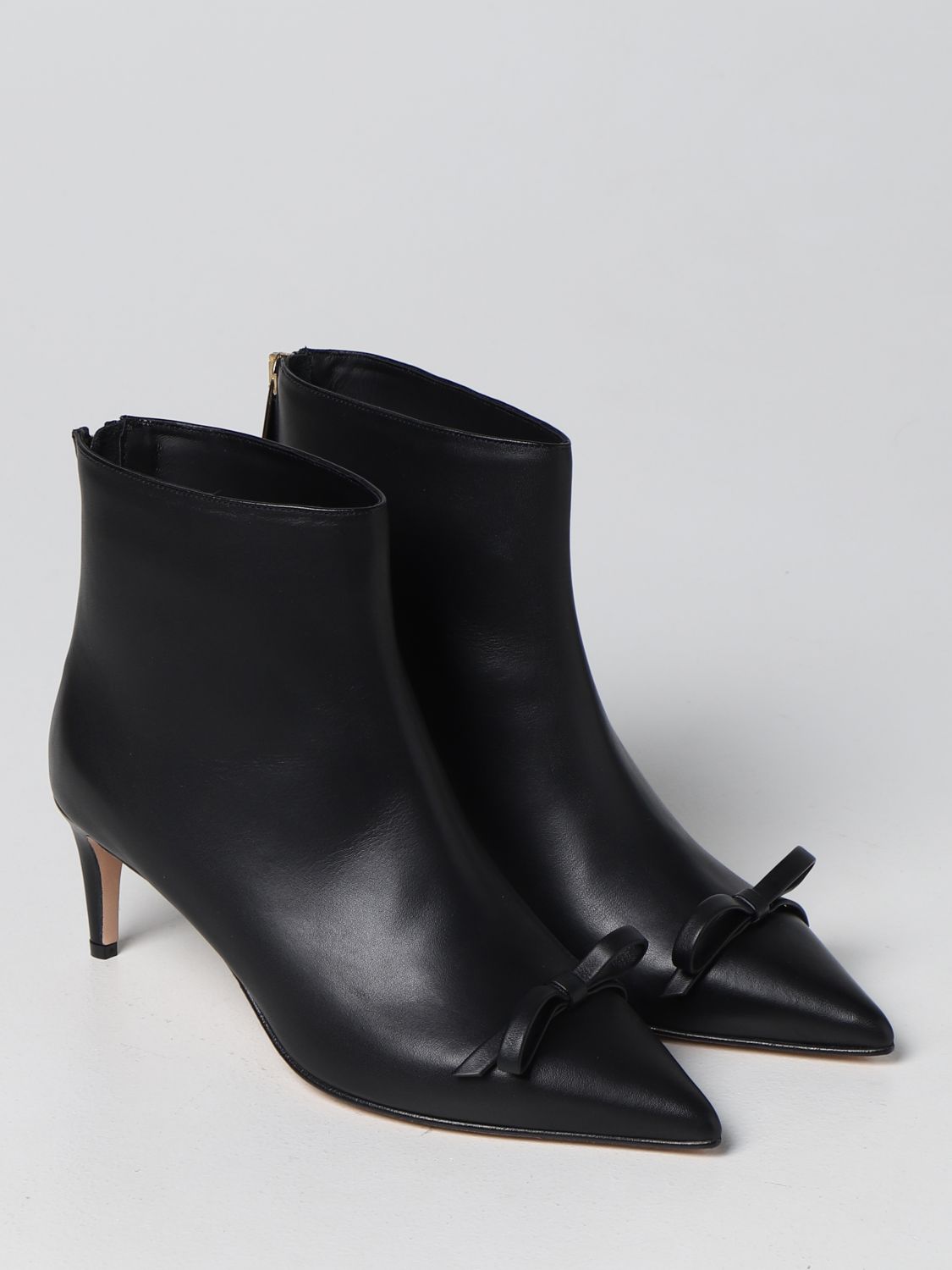 Heeled booties Red(V): Red (V) ankle boots in smooth leather black 2
