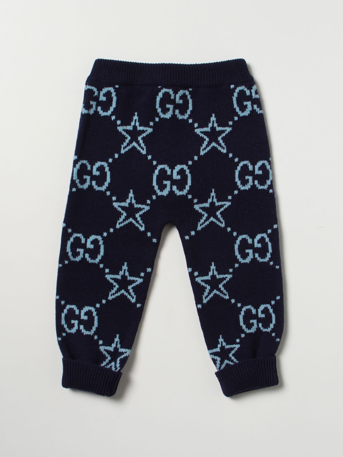 Hose Gucci: Gucci Hose mit GG-Sternen aus Wolle blau 1