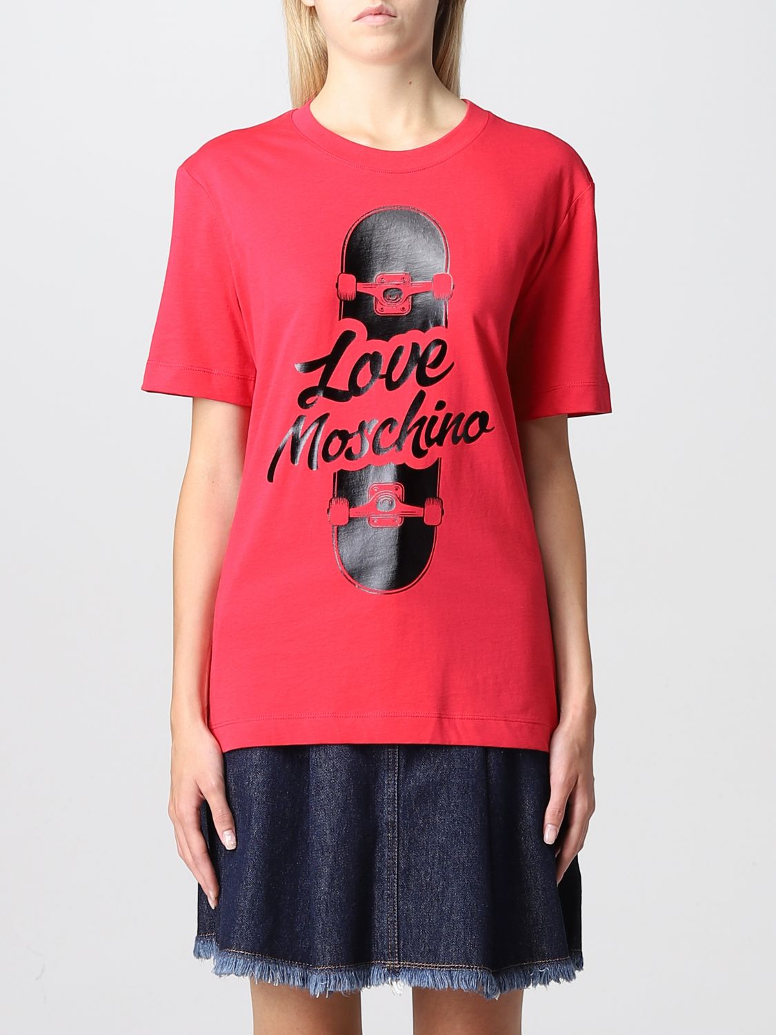 LOVE MOSCHINO: T-shirt women - Red | T-Shirt Love Moschino W4H0628M3876 ...
