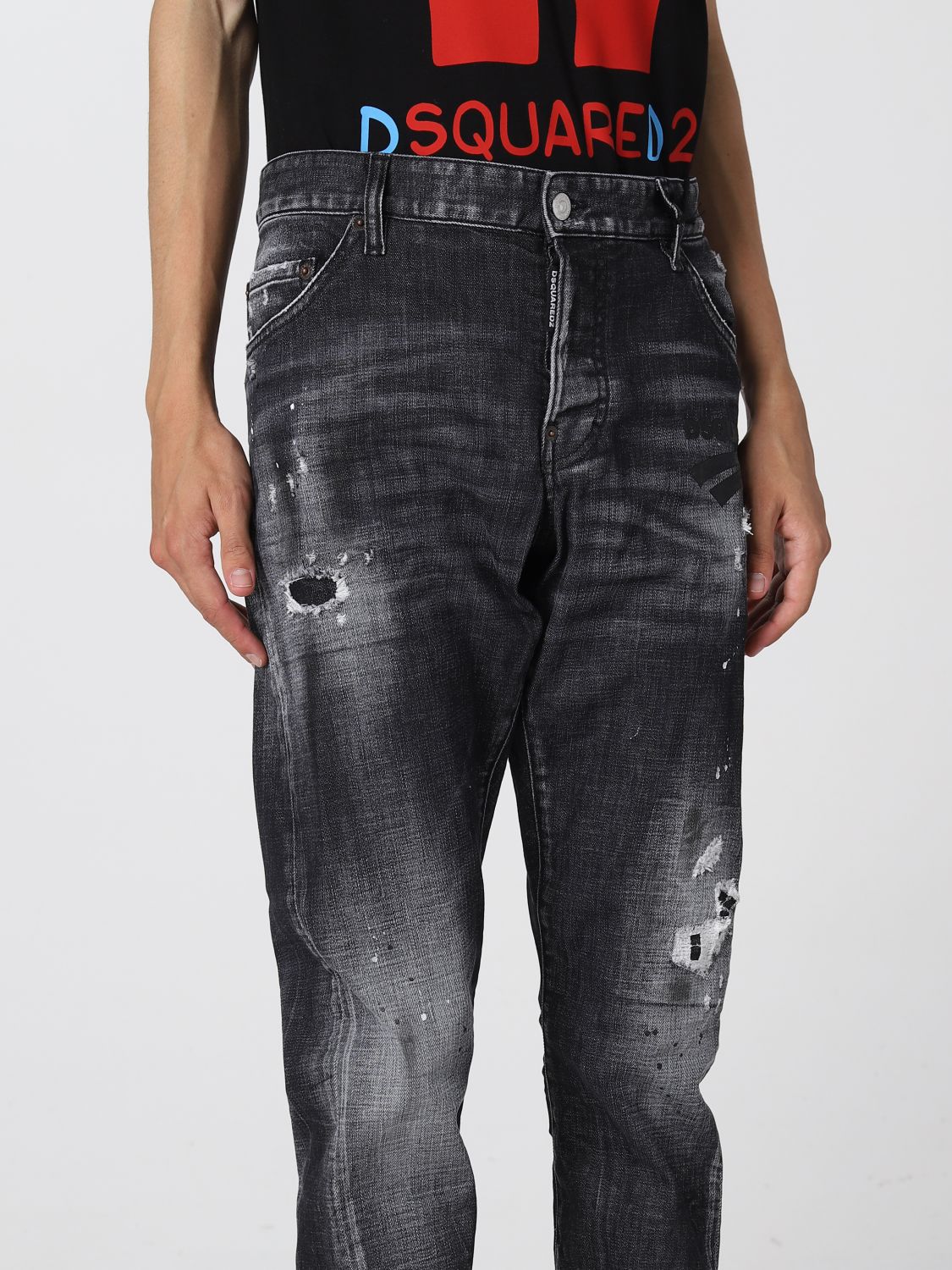 Jeans a 5 tasche con rotture Giglio.com Abbigliamento Pantaloni e jeans Jeans 