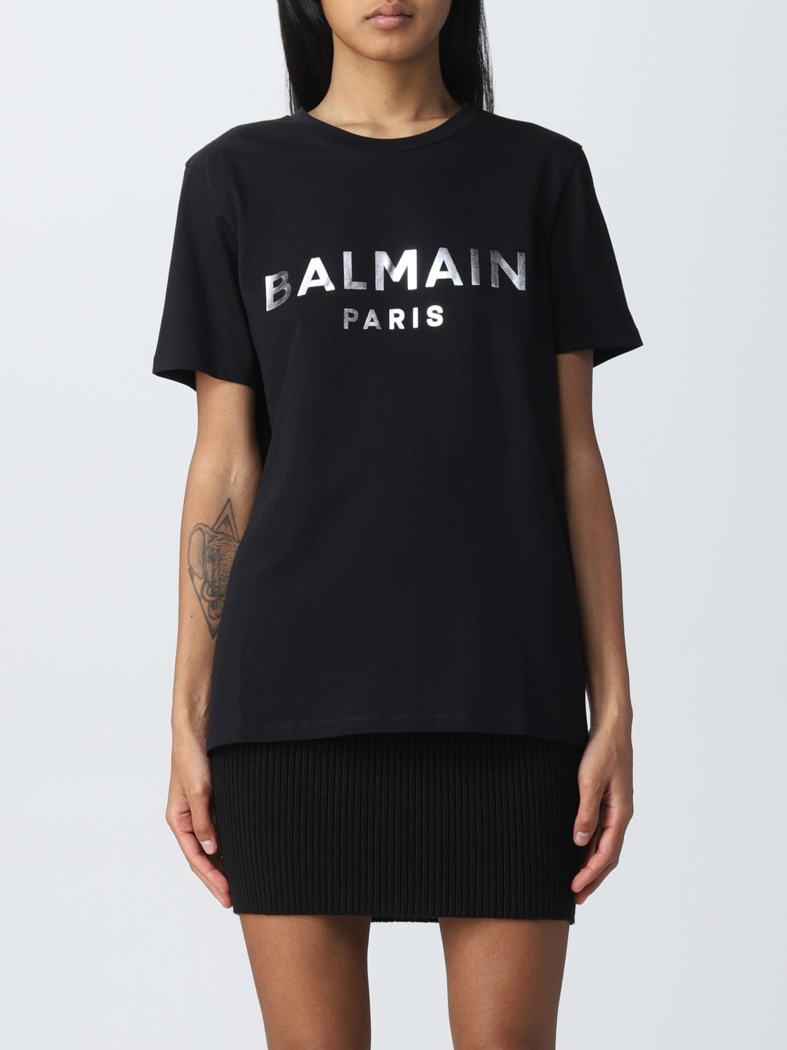 BALMAIN: t-shirt for women - Black | Balmain t-shirt YF1EF000BB28 ...
