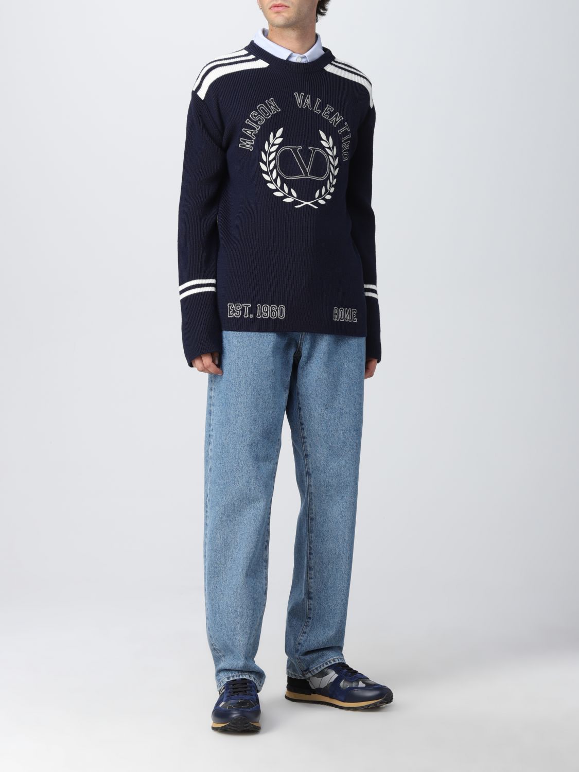 VALENTINO: VLogo wool sweater - Blue | Valentino sweater 1V3KC22F8PM ...