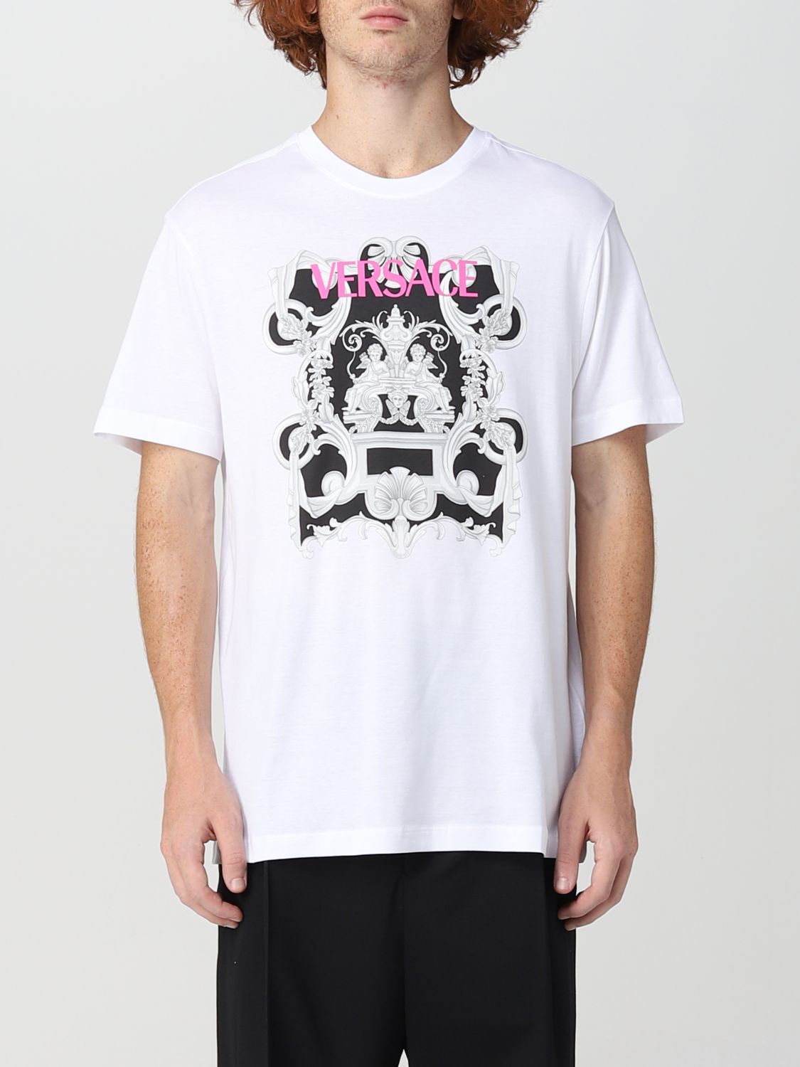 T-shirt Versace: T-shirt Versace con stampa barocca bianco 1
