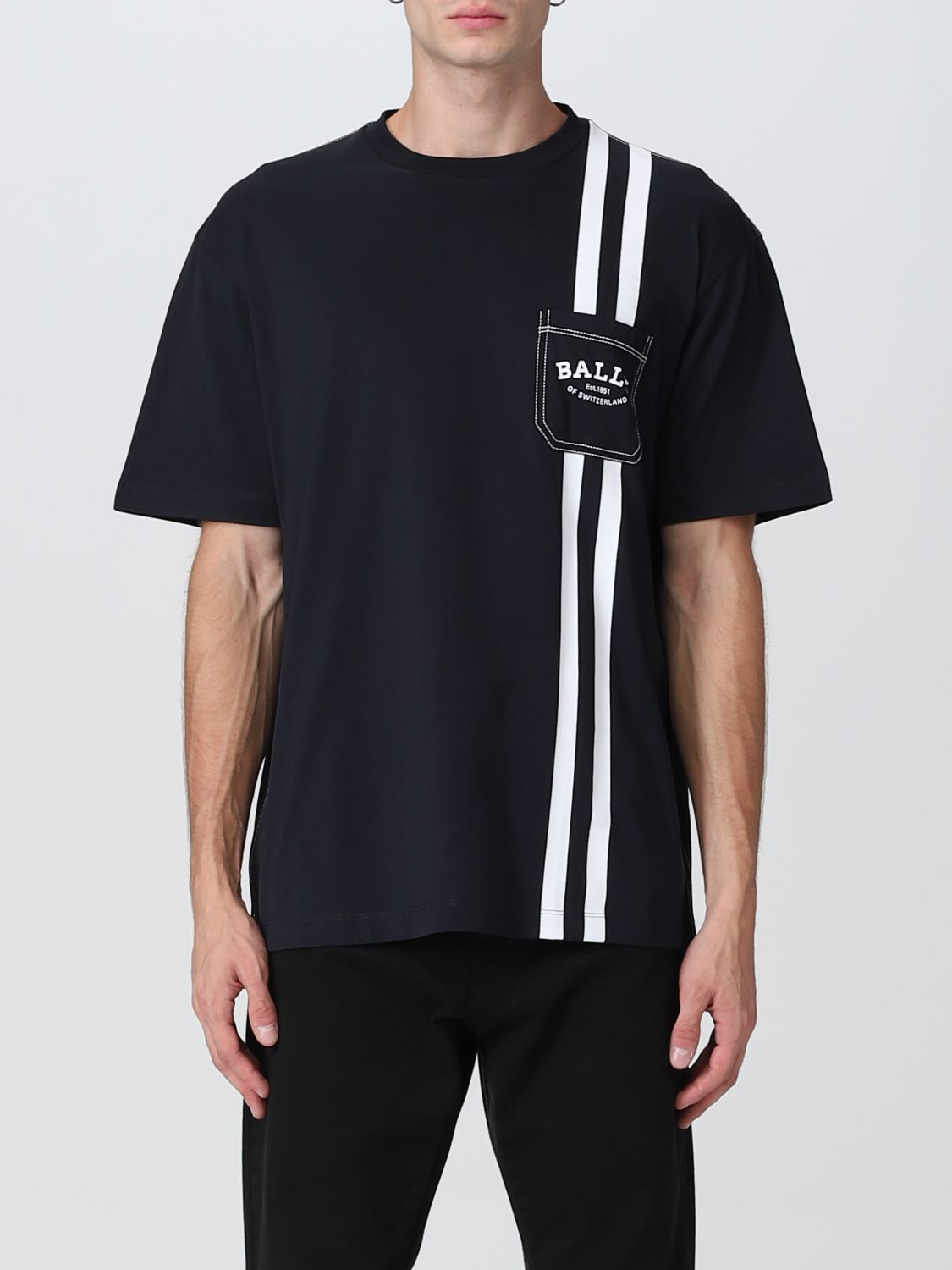T-shirt Bally: T-shirt Bally in cotone organico con bande a righe nero 1