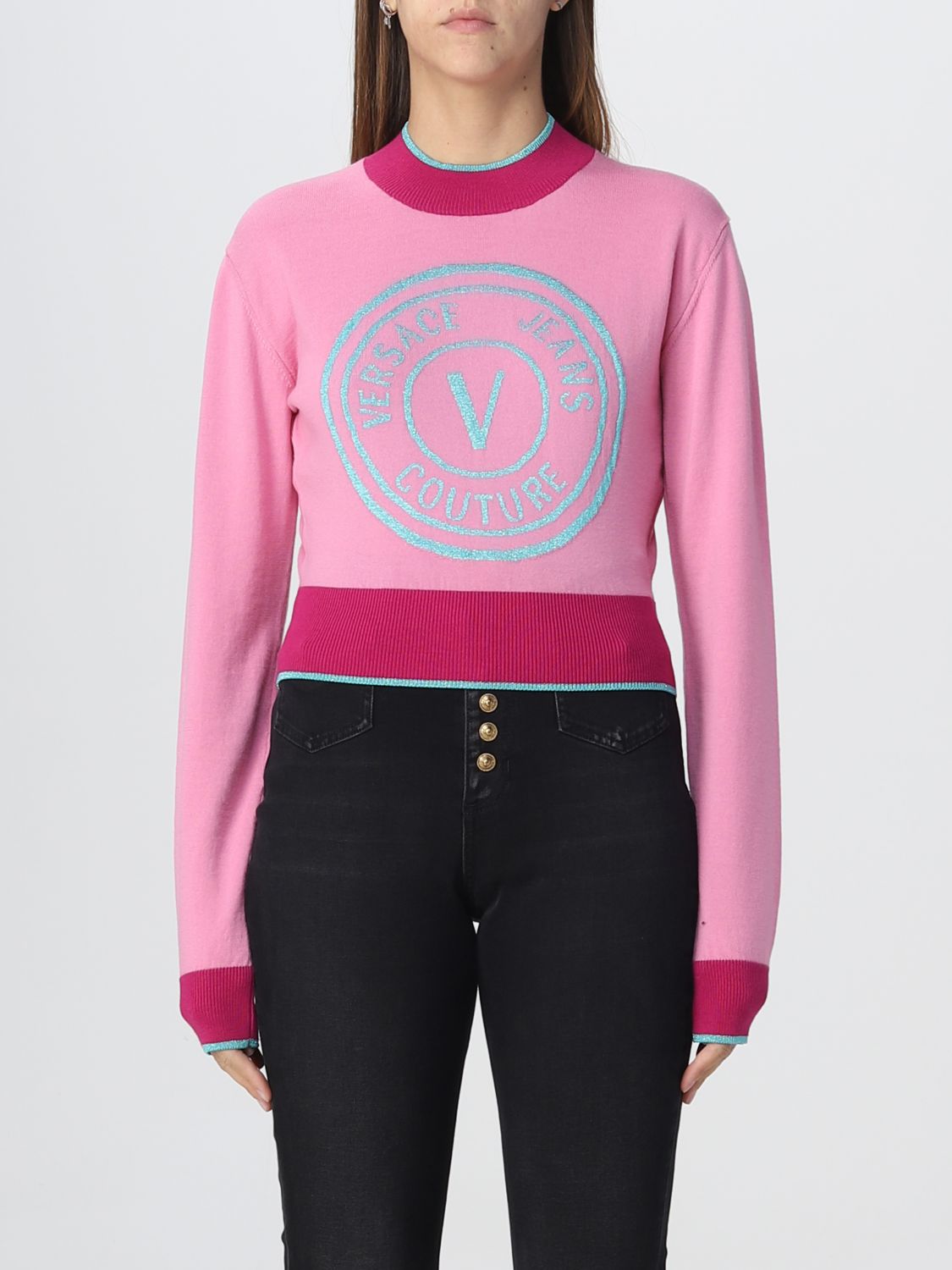 Maglia Versace Jeans Couture: Maglia Versace Jeans Couture in lana rosa 1