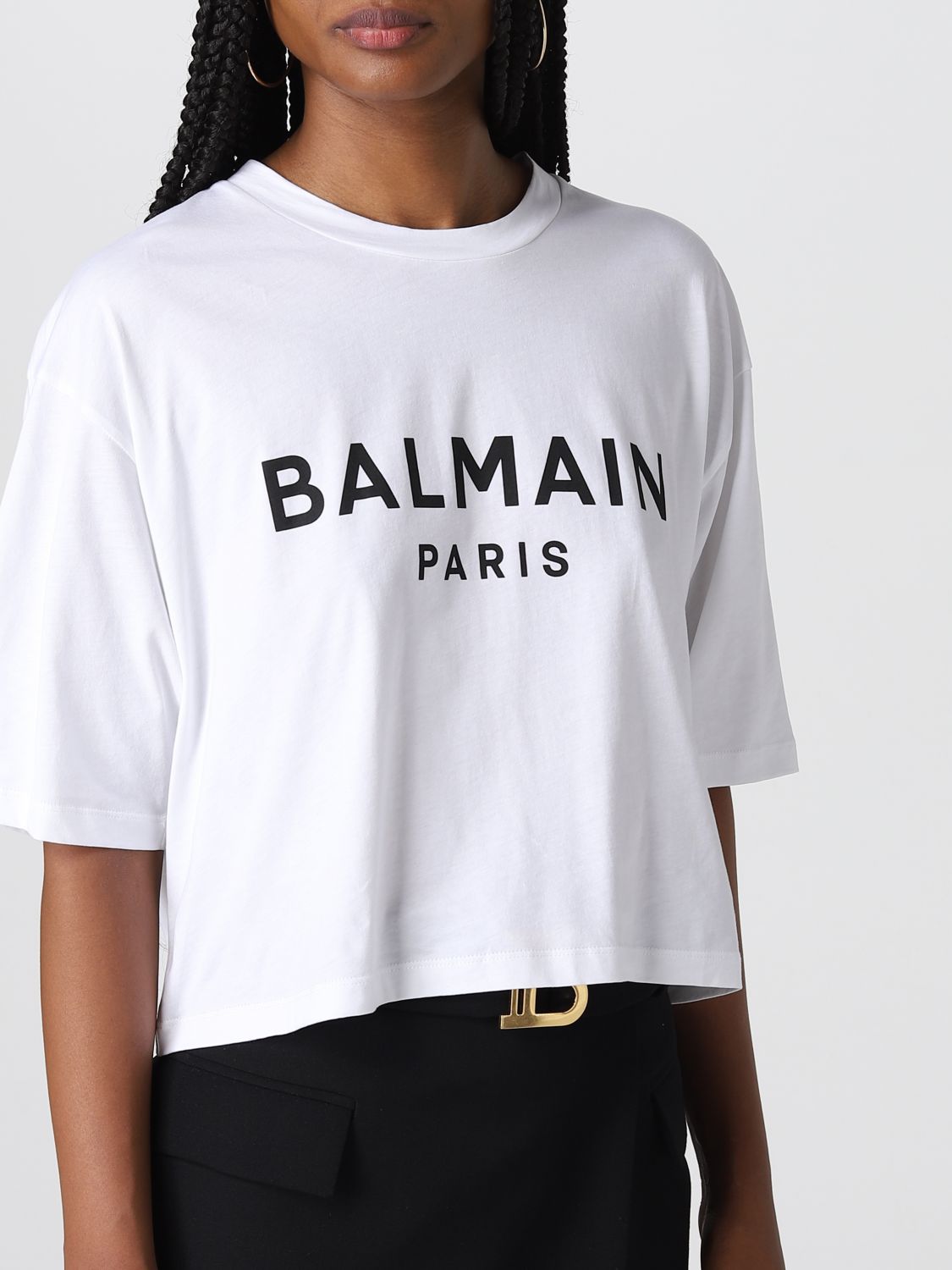 BALMAIN: T-shirt women - White | T-Shirt Balmain YF1EE020BB02 GIGLIO.COM