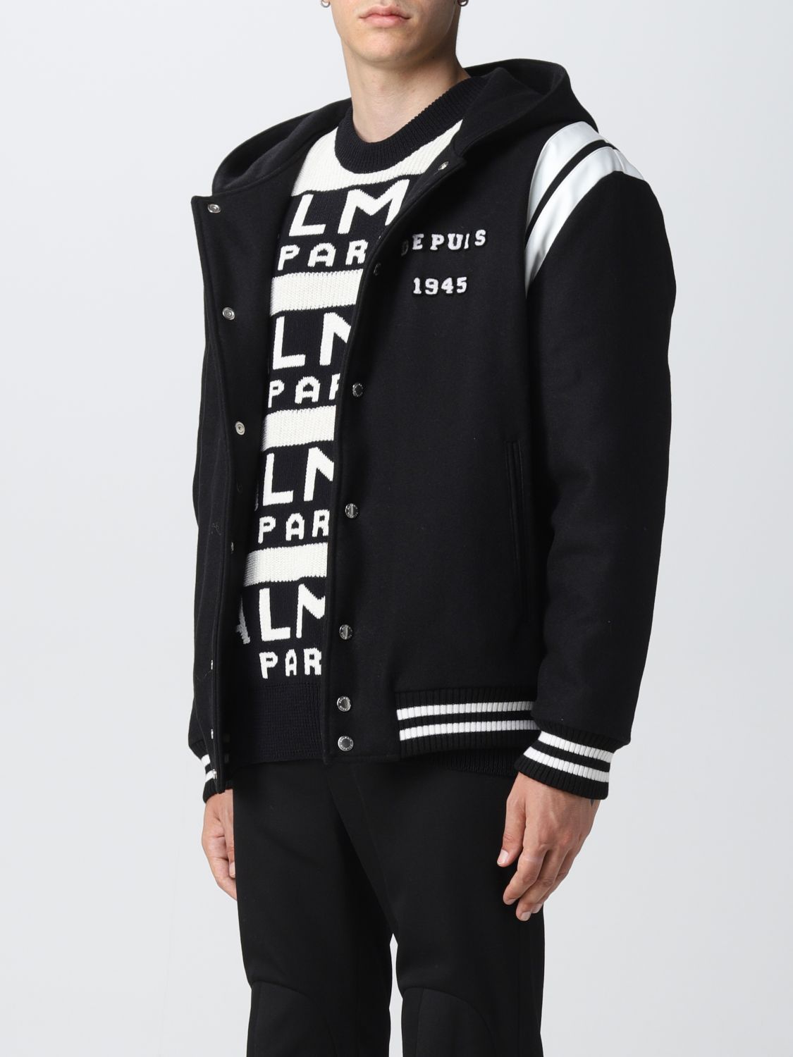 BALMAIN: jacket for man - Black | Balmain jacket YH1TF215WB46 online on ...