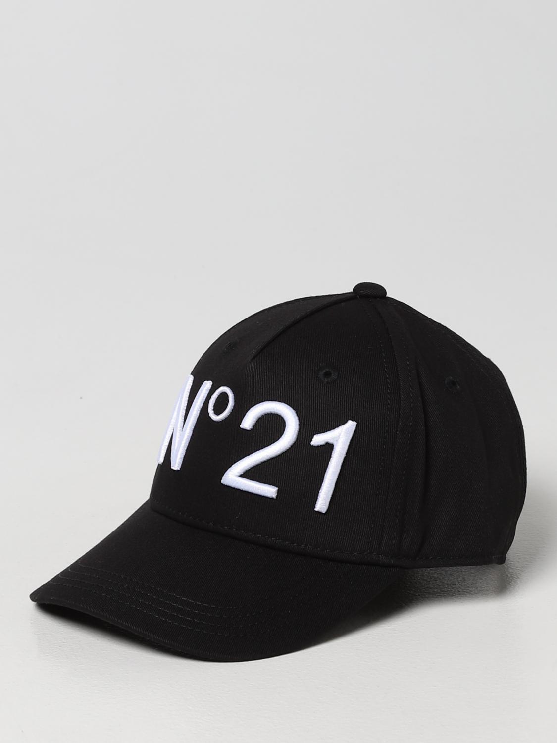 N°21 Cappello Da Baseball In Gabardina Con Logo In Black