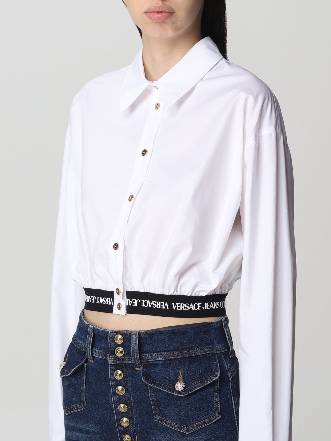 Versace Jeans Couture Outlet: shirt for woman - White | Versace Jeans ...