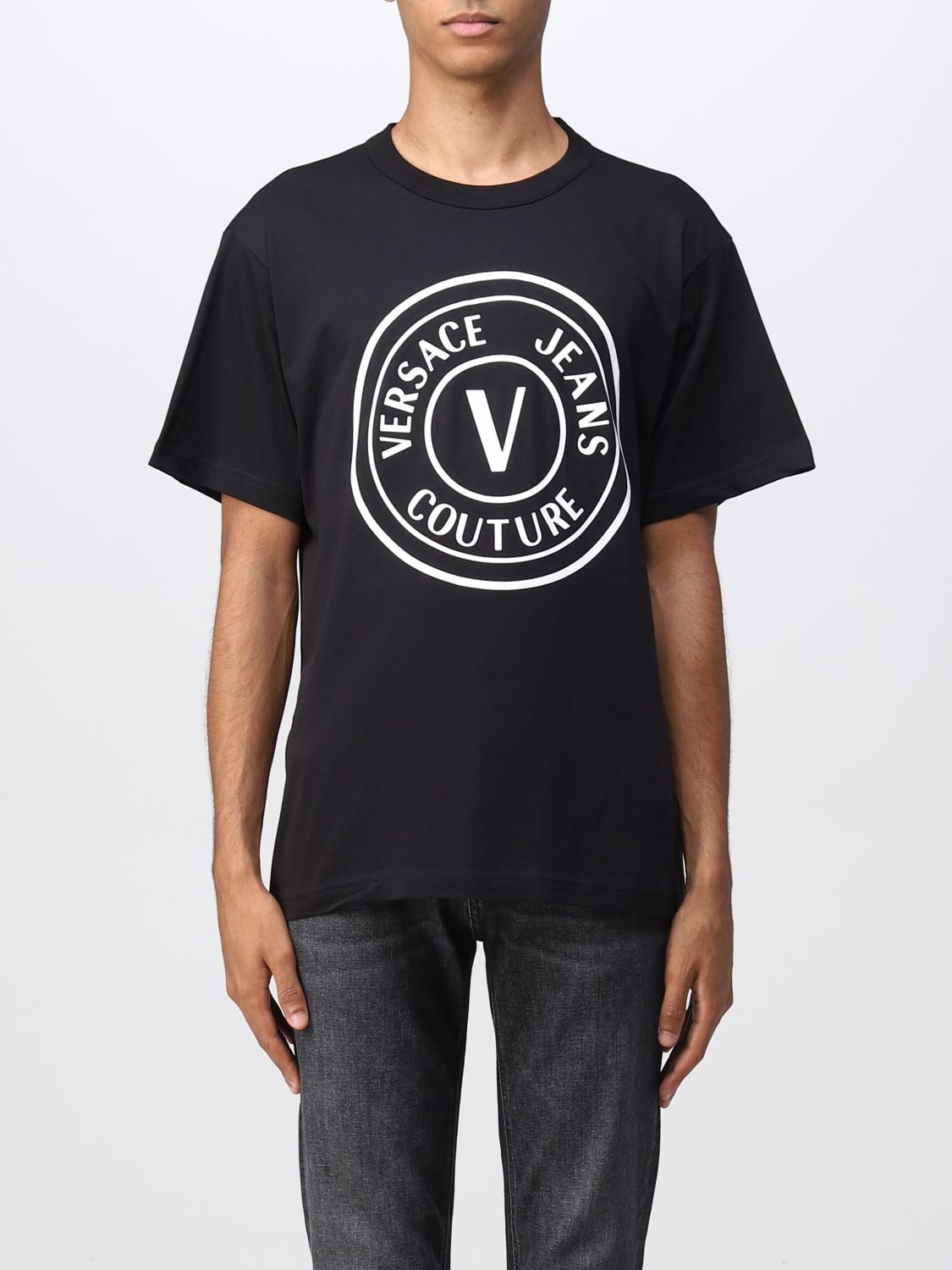 Versace Jeans Couture Outlet: t-shirt for man - Black | Versace Jeans ...