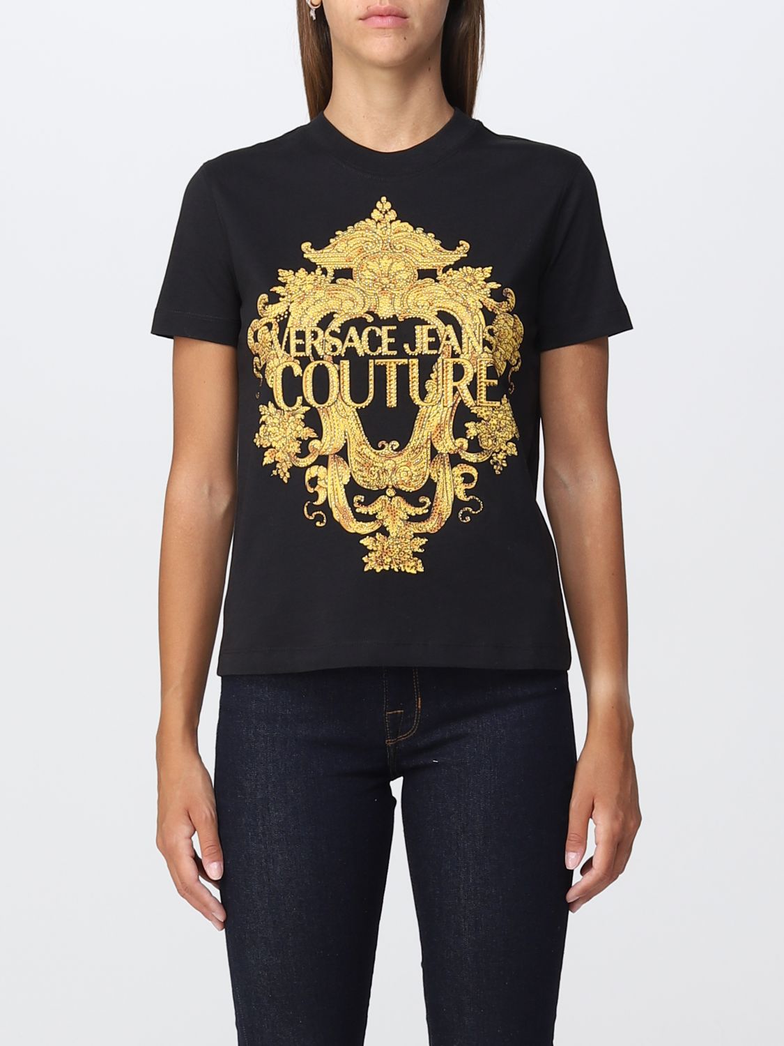ensom kanal golf Versace Jeans Couture Outlet: t-shirt for woman - Black | Versace Jeans  Couture t-shirt 73HAHP02CJ01P online on GIGLIO.COM