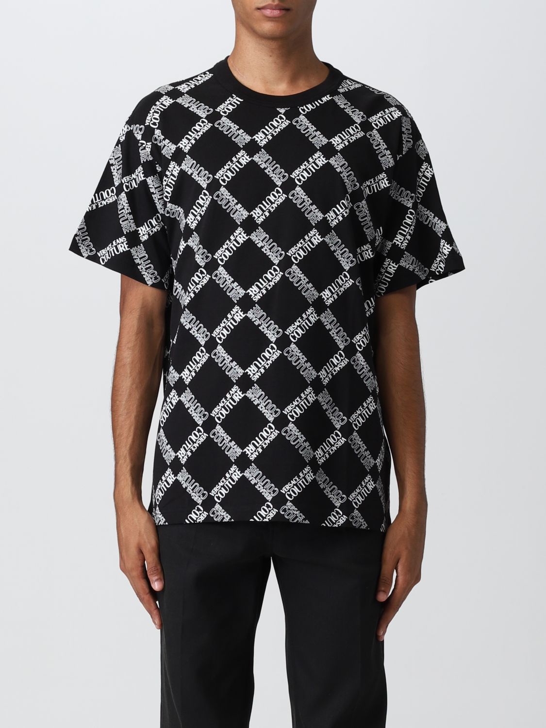 Versace Jeans Couture Outlet: t-shirt for man - Black | Versace Jeans ...