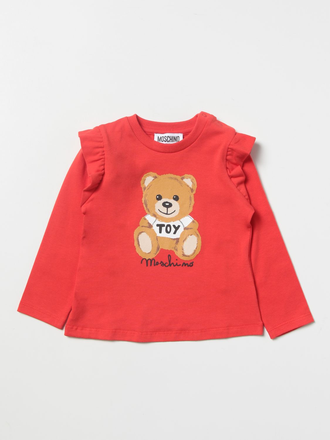 T-shirt Moschino Baby: T-shirt Moschino Baby con stampa Teddy cuori rosso 1